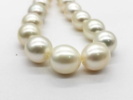 MIKIMOTO M Charm Nanyang Semi Round Pearl Diameter Approx. 10.0mm - 13.6mm Diamond K14 97.3g Necklace