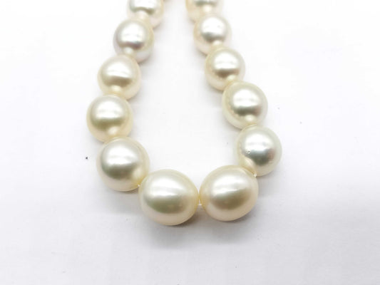 MIKIMOTO M Charm Nanyang Semi Round Pearl Diameter Approx. 10.0mm - 13.6mm Diamond K14 97.3g Necklace