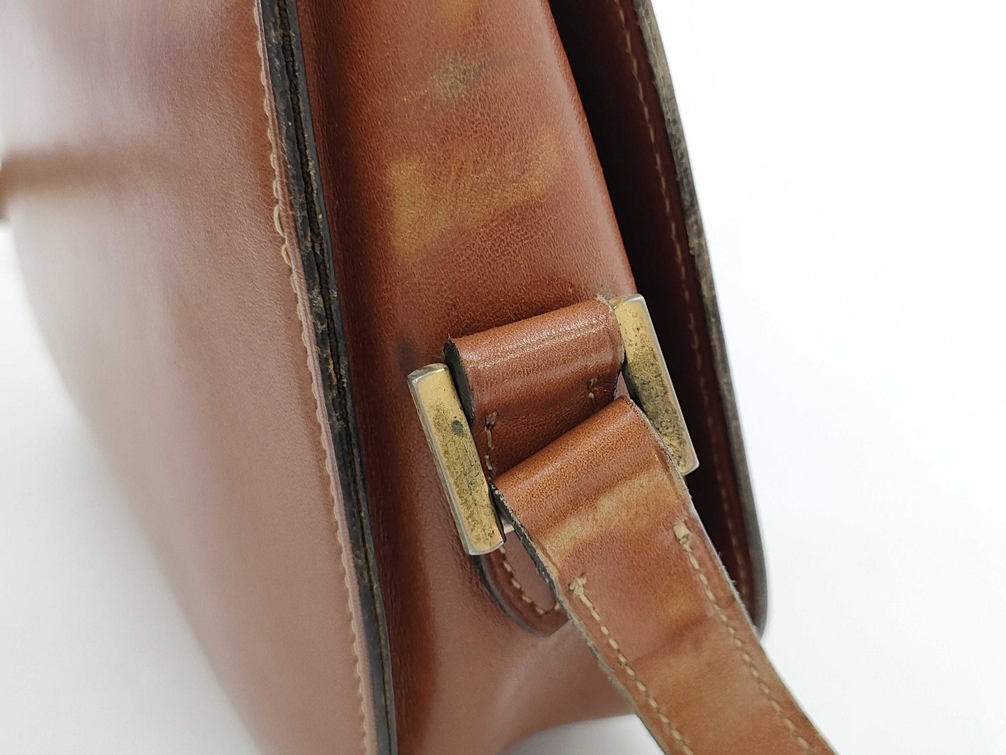 Dior Old Dior Leather Shoulder Bag, Brown Leather, Flap Stuck, Difficult to Open/Close