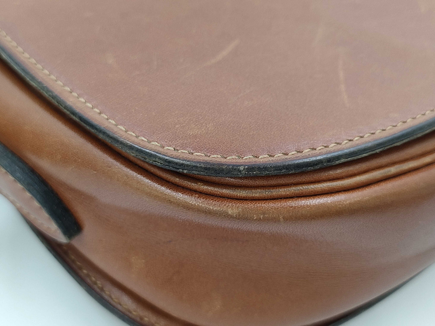 Dior Old Dior Leather Shoulder Bag, Brown Leather, Flap Stuck, Difficult to Open/Close