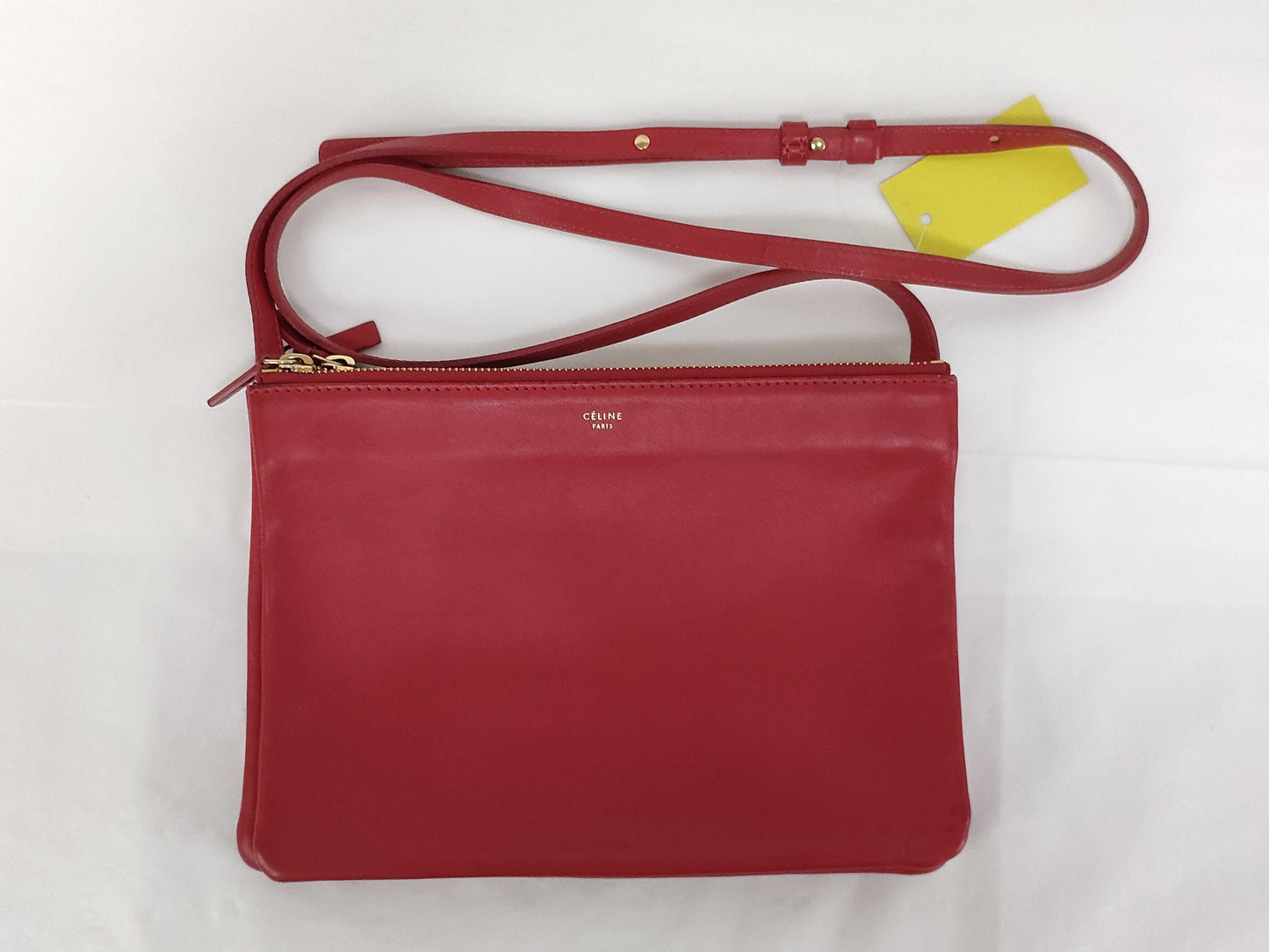 CELINE Trio Large Shoulder Bag Red Shoulder Bag