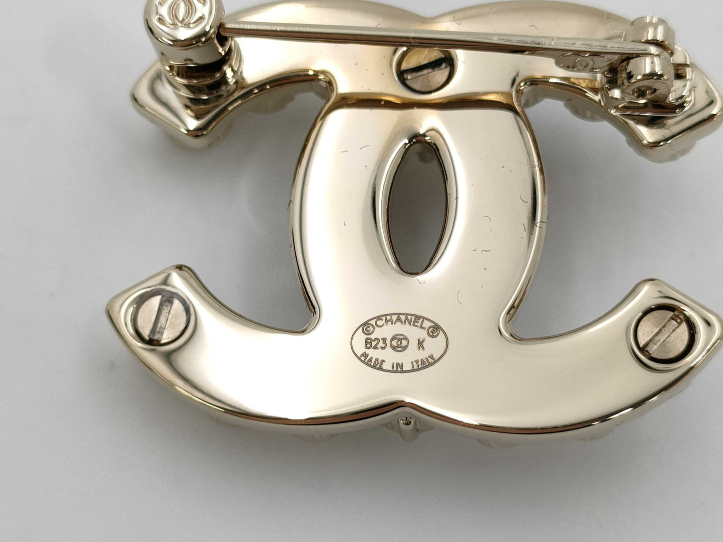 CHANEL B23 K Coco Mark Pearl Rhinestone Brooch