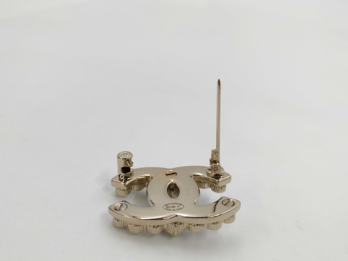 CHANEL B23 K Coco Mark Pearl Rhinestone Brooch