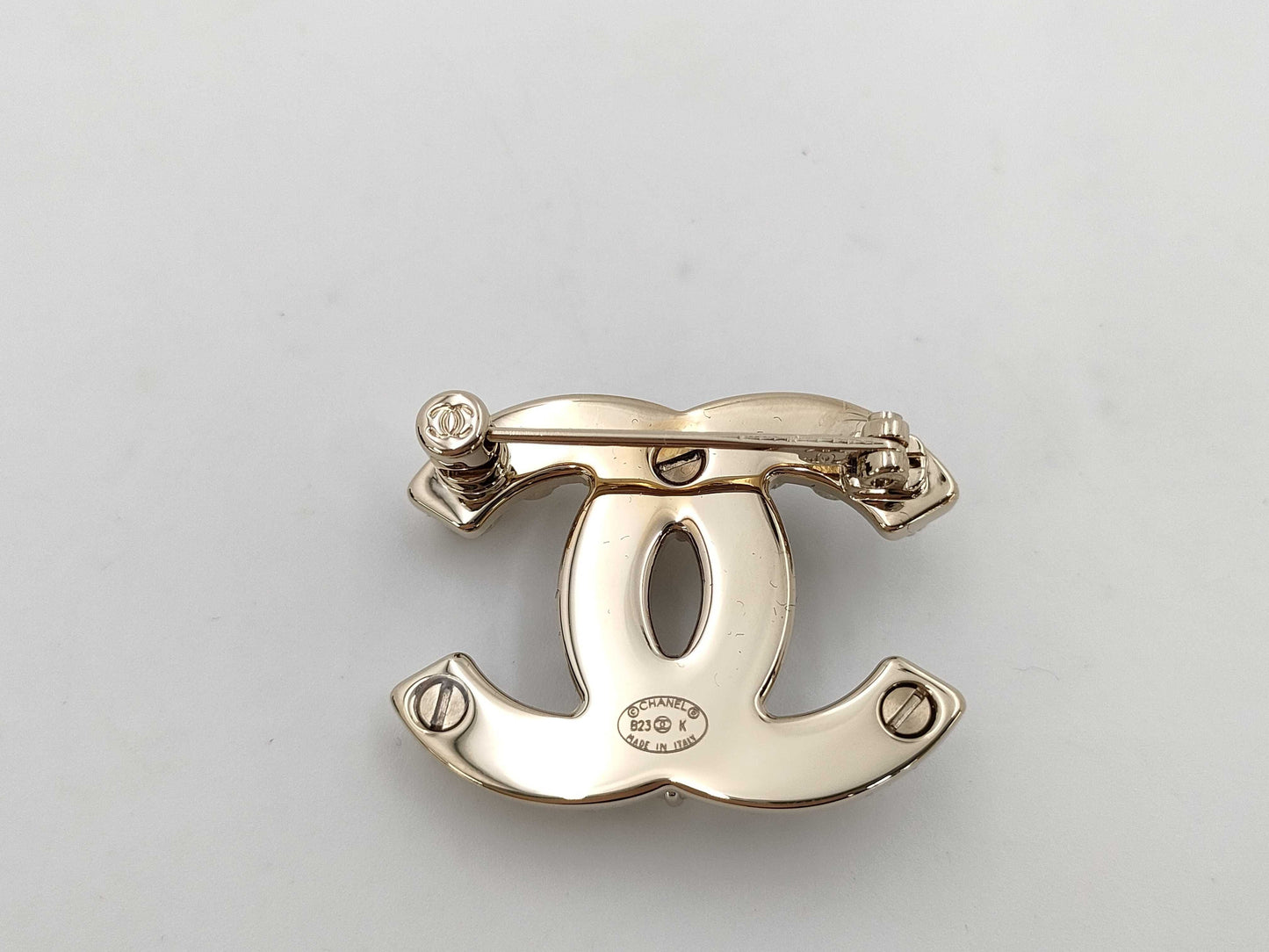 CHANEL B23 K Coco Mark Pearl Rhinestone Brooch