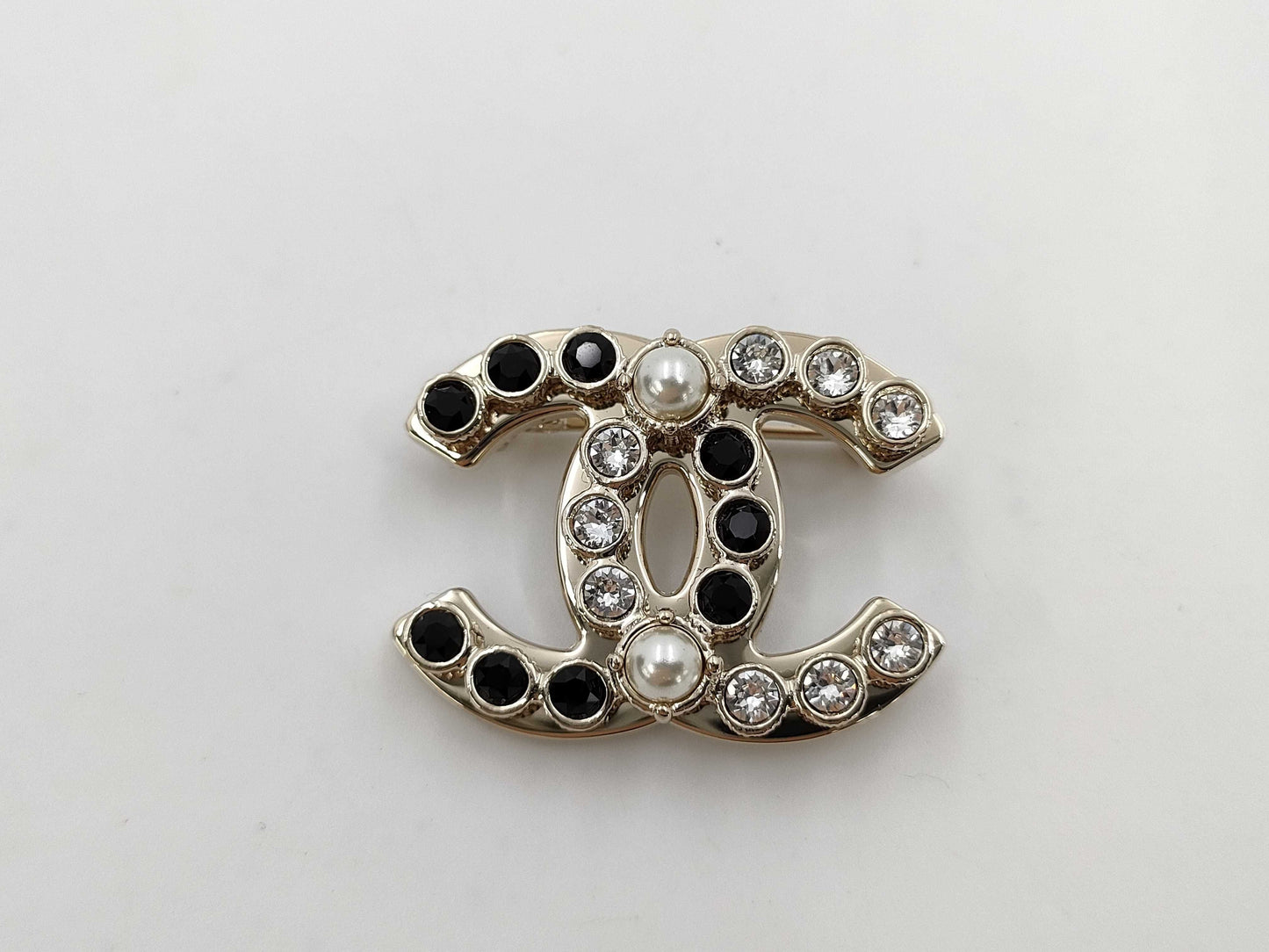 CHANEL B23 K Coco Mark Pearl Rhinestone Brooch