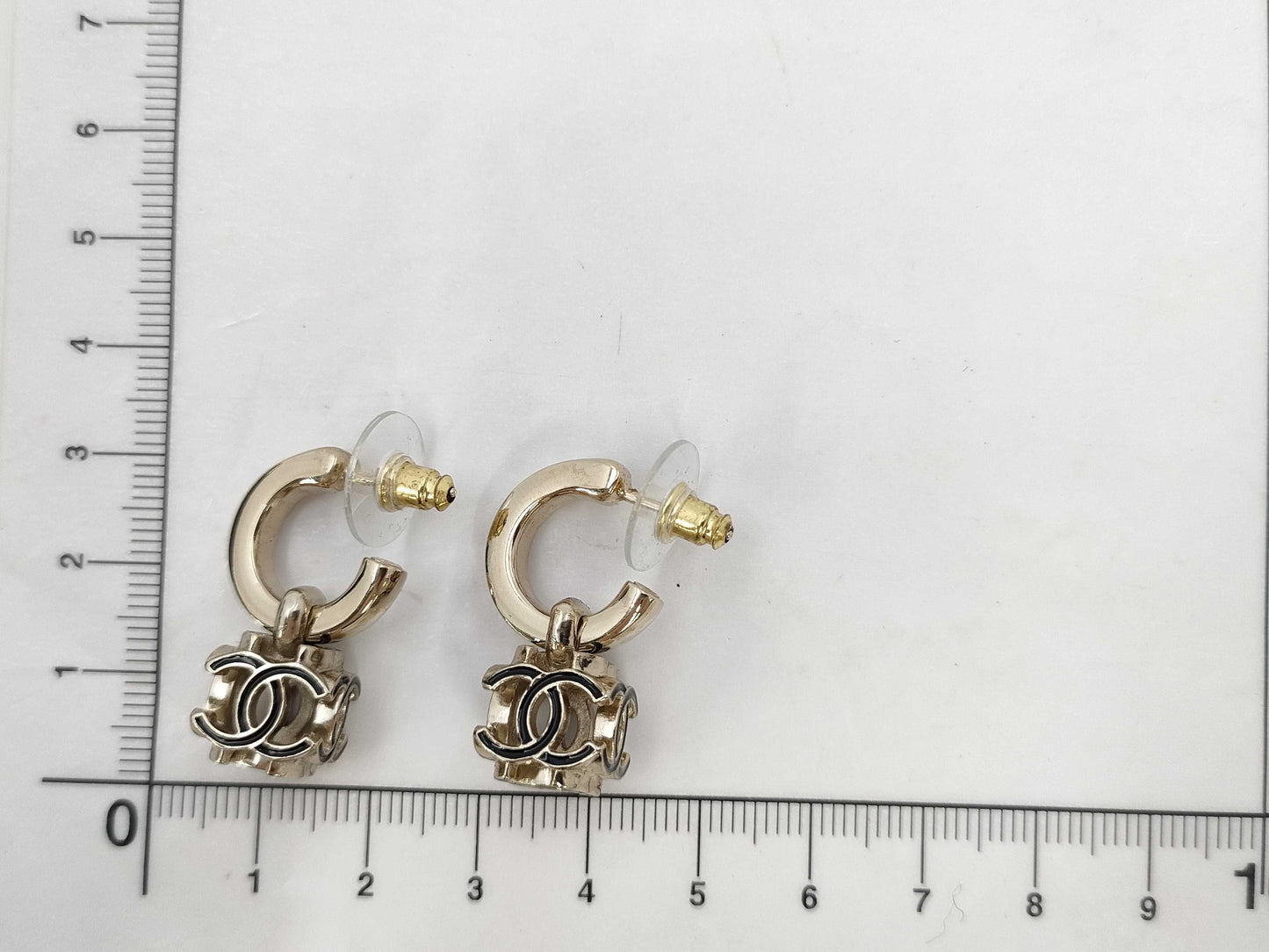 CHANEL A22K Hoop Earrings Coco Mark Cube Earrings