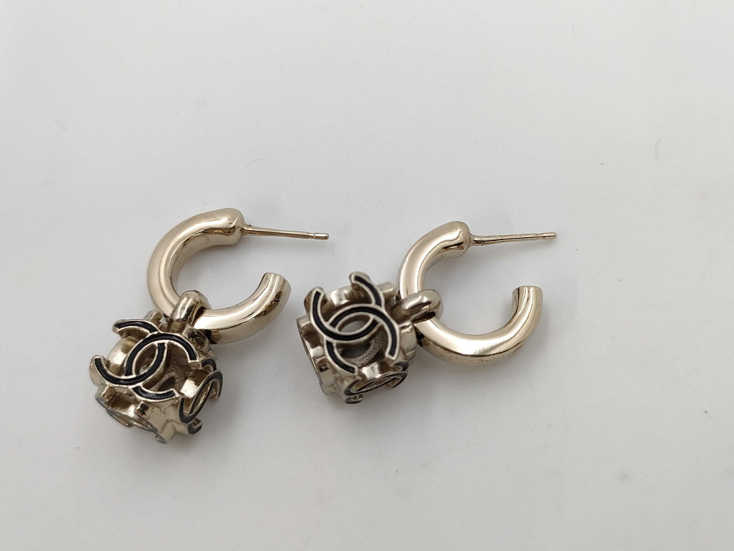 CHANEL A22K Hoop Earrings Coco Mark Cube Earrings