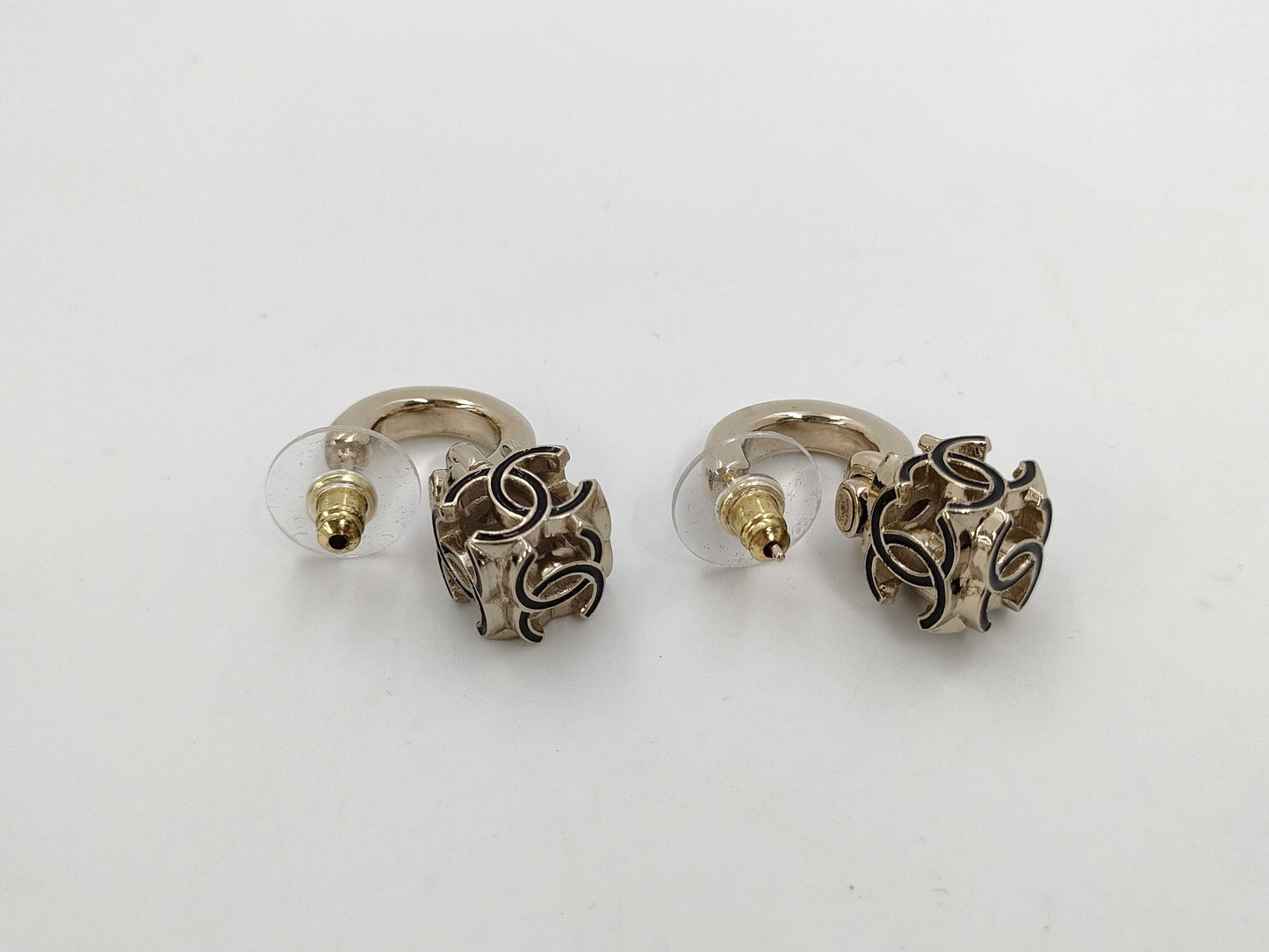 CHANEL A22K Hoop Earrings Coco Mark Cube Earrings