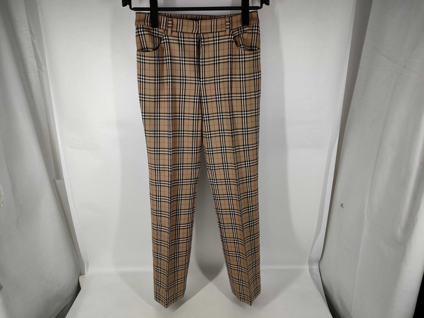 Burberrys Nova Check Straight Pants, Size 38