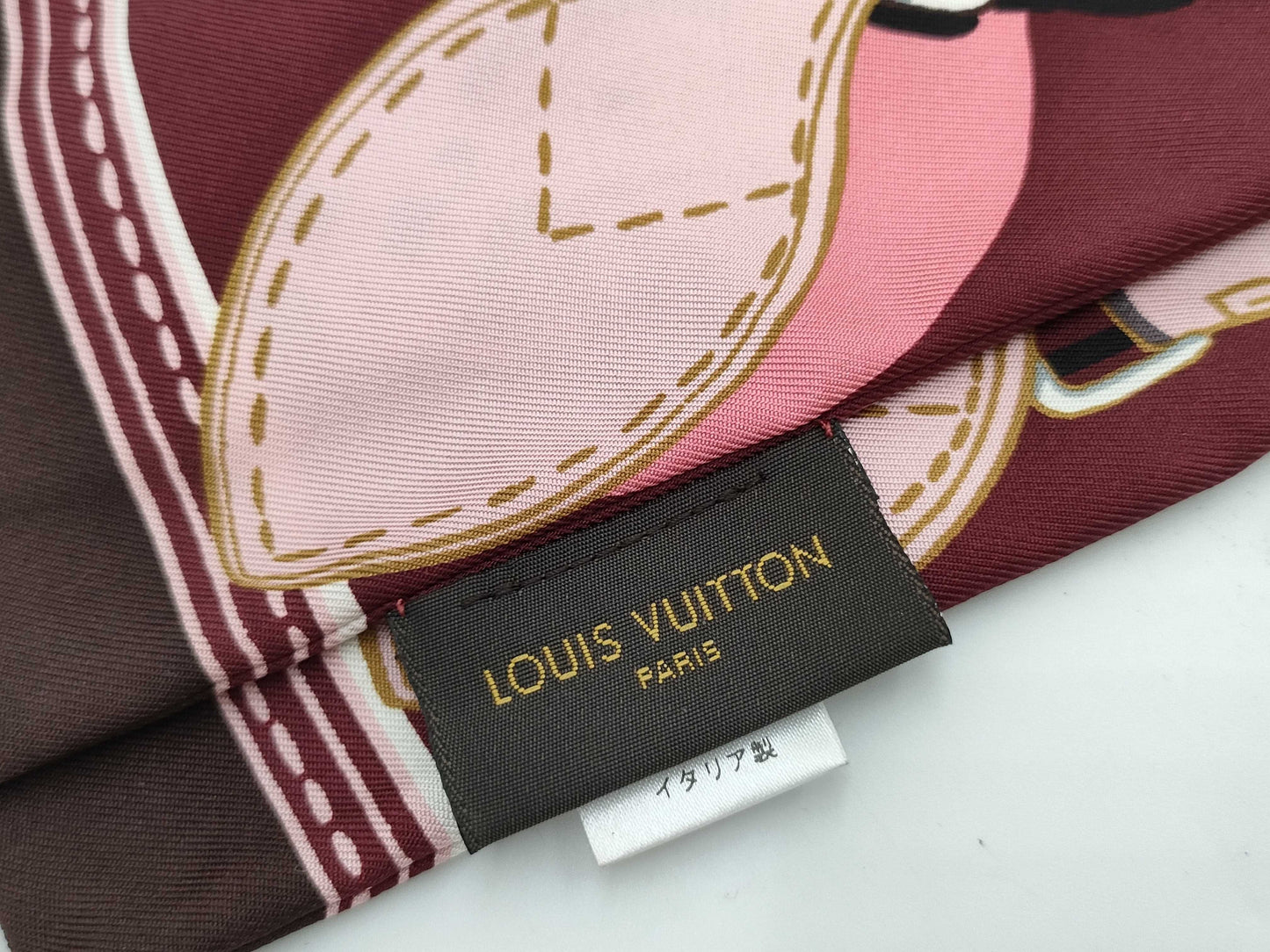 LOUIS VUITTON Bandeau Handle Me Bordeaux x Pink Scarf