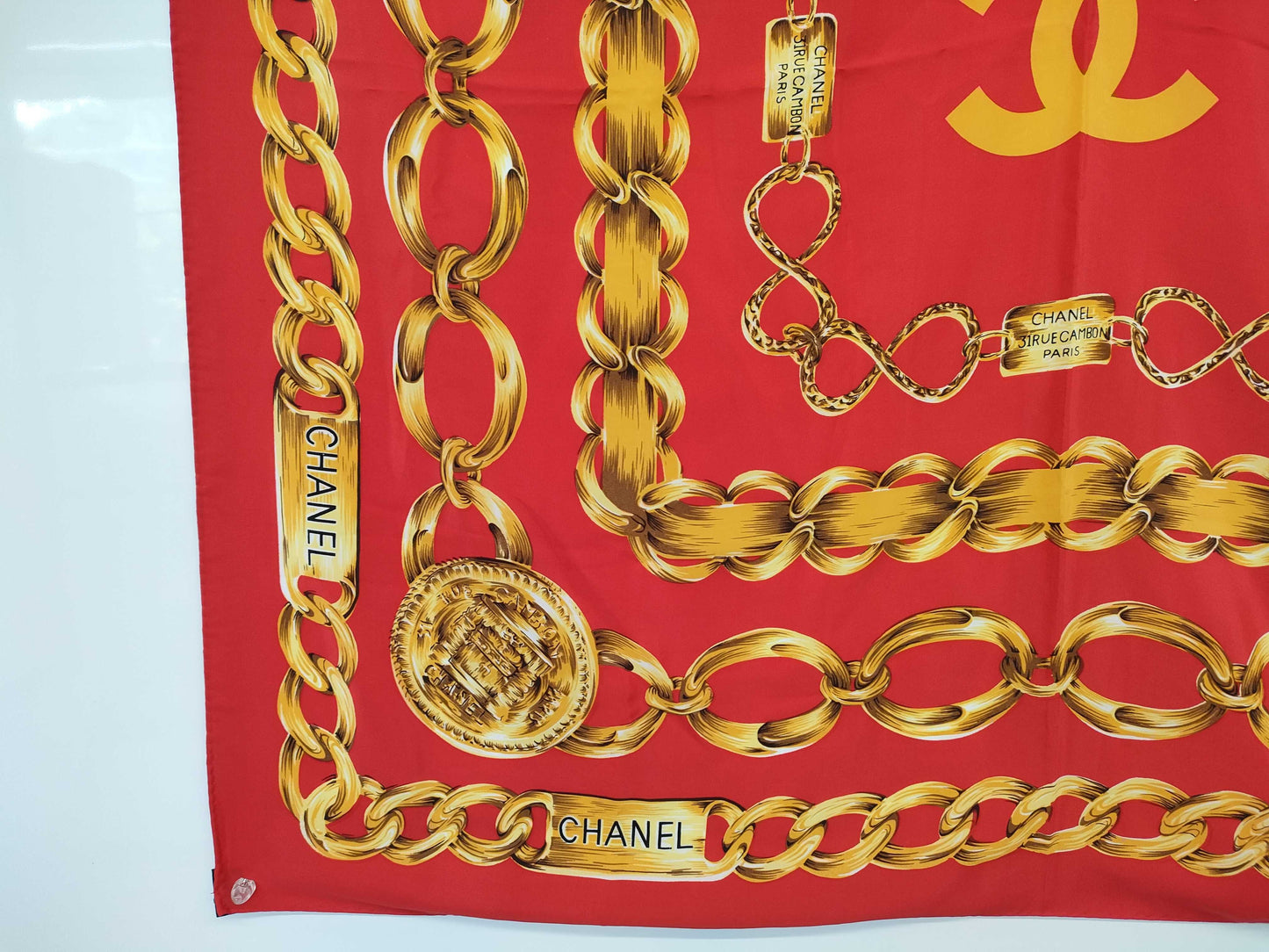 CHANEL 31RUE CAMBON Chain Pattern Scarf