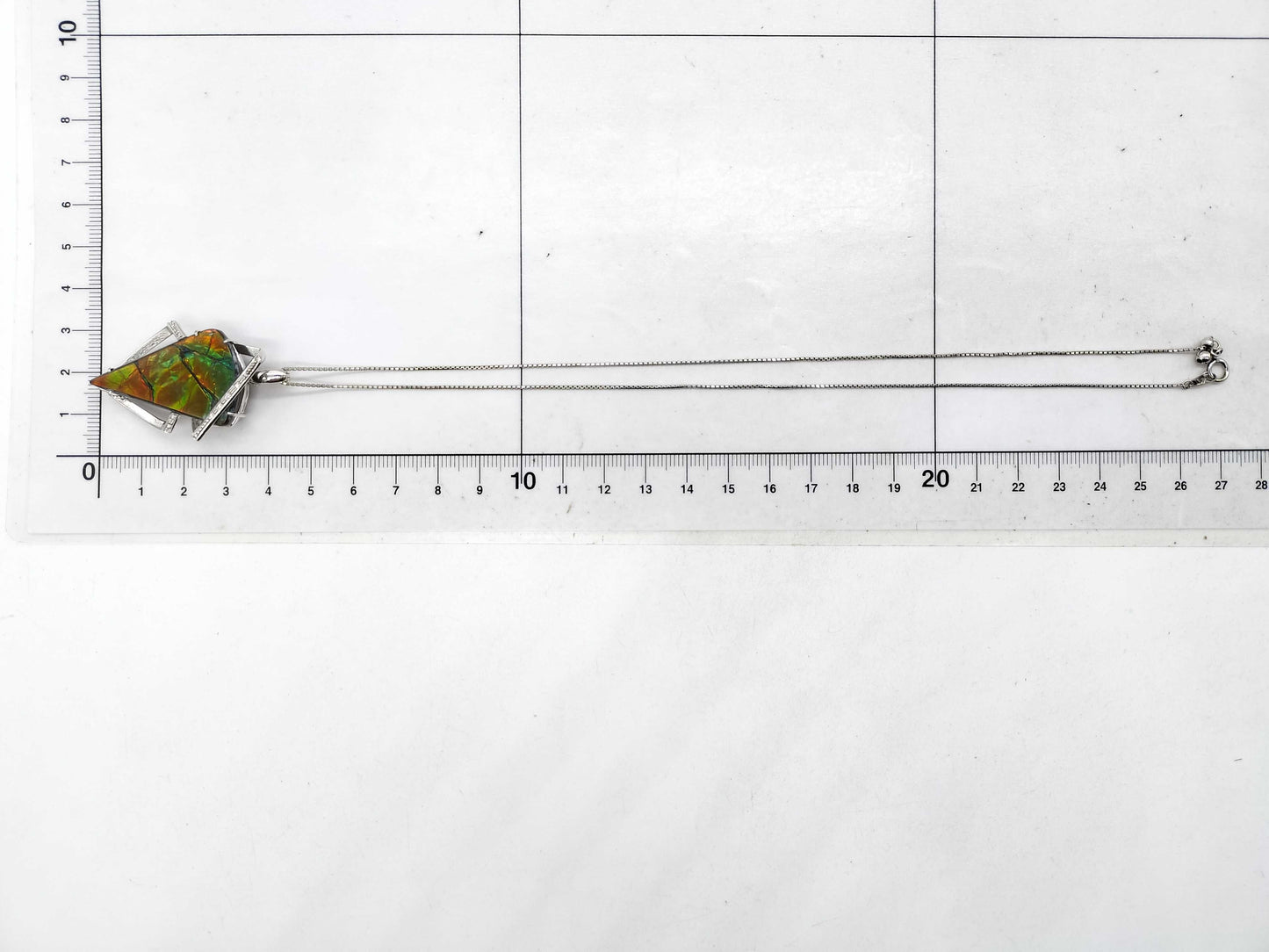 Ammolite 21.401ct D0.06ct K18WG/K18 13.1g Necklace