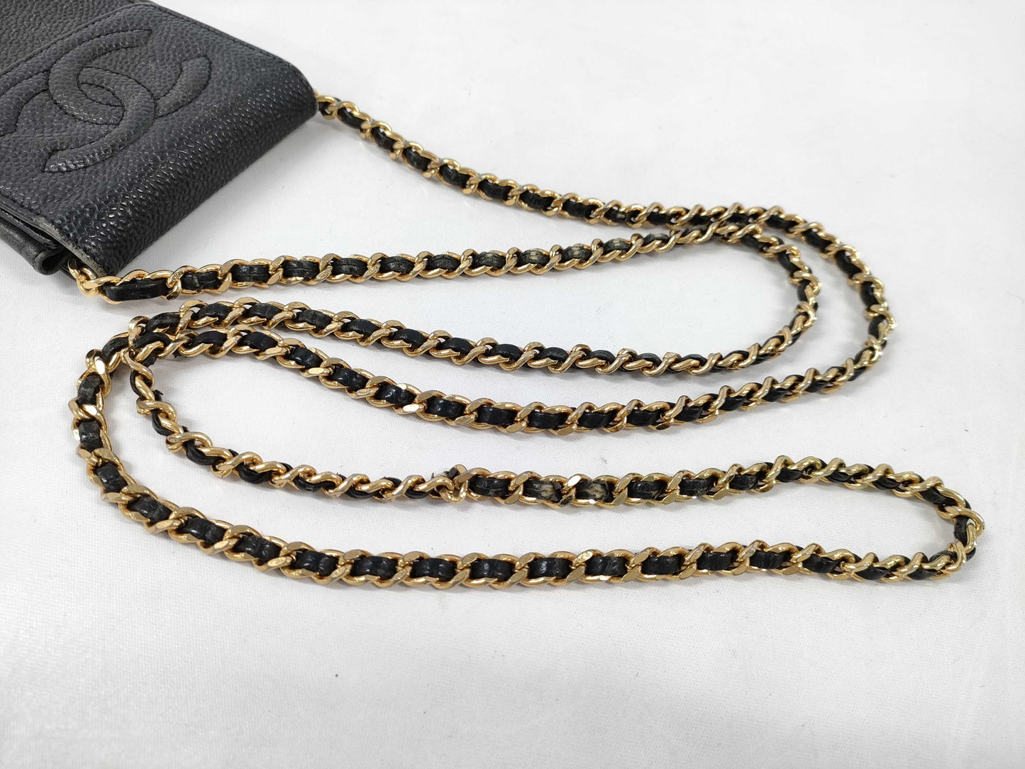 CHANEL Caviar Skin Chain Pouch Shoulder Bag