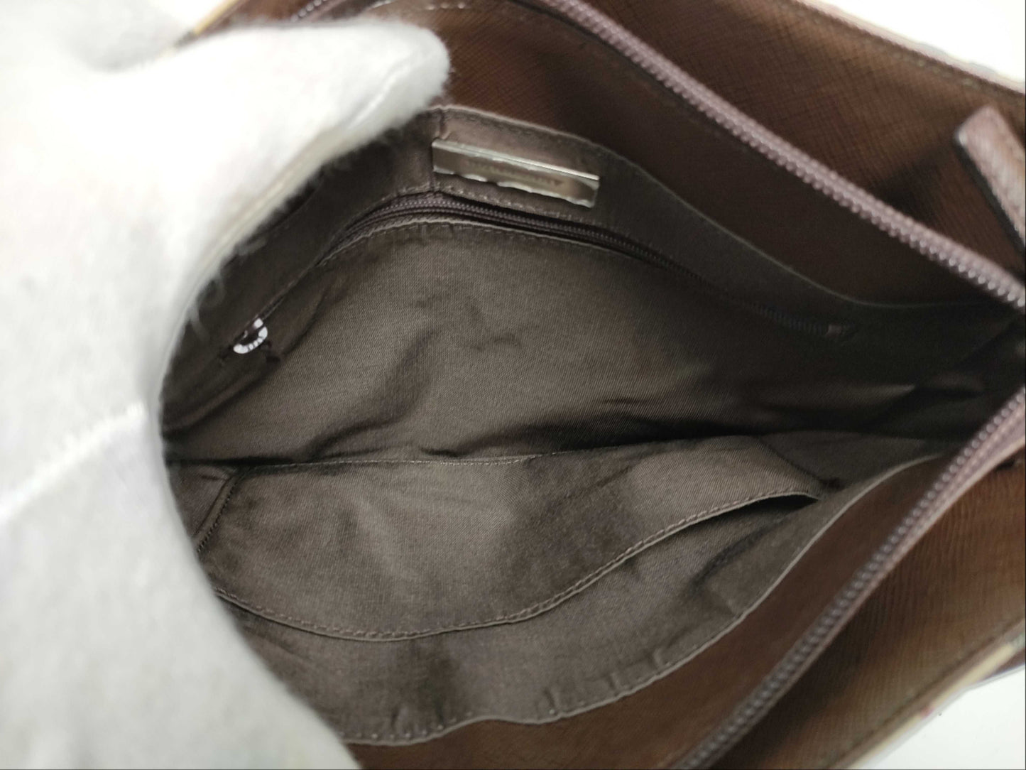 BURBERRY Nova Check x Leather Handbag Tote Bag Tote Bag
