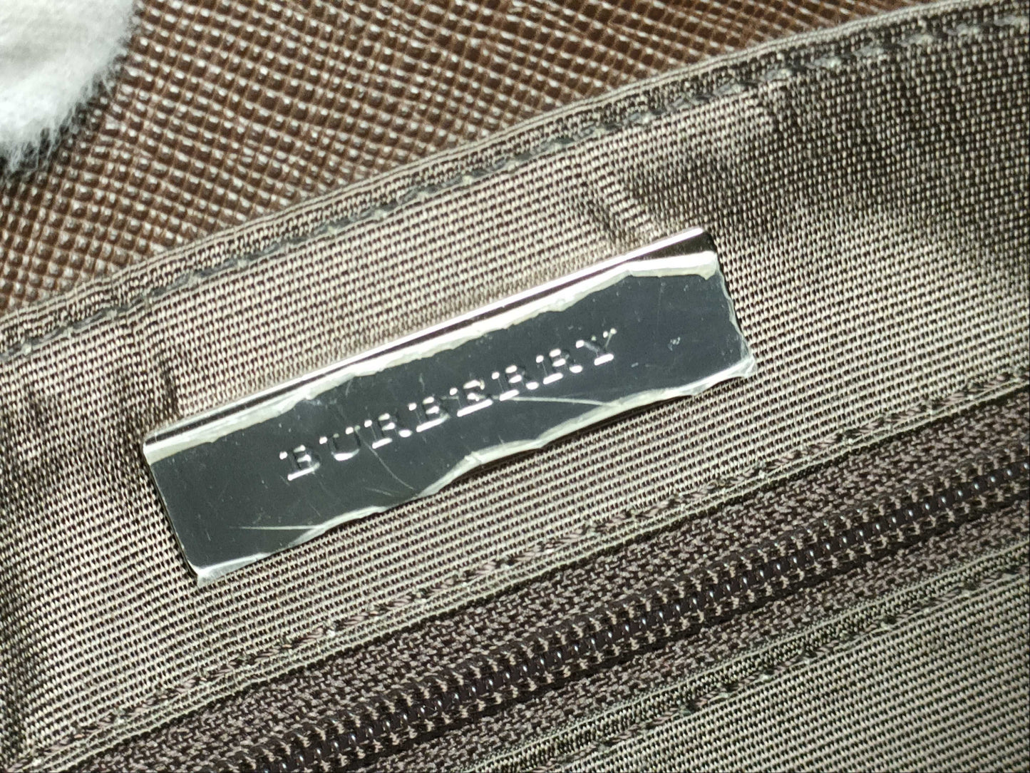 BURBERRY Nova Check x Leather Handbag Tote Bag Tote Bag