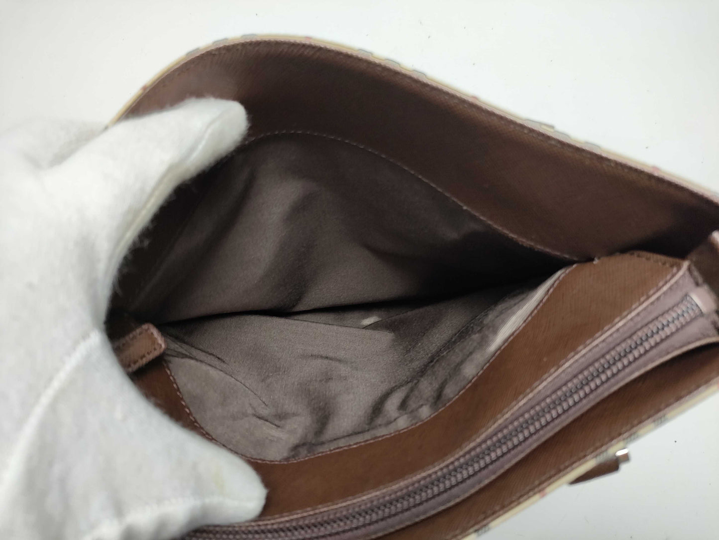 BURBERRY Nova Check x Leather Handbag Tote Bag Tote Bag