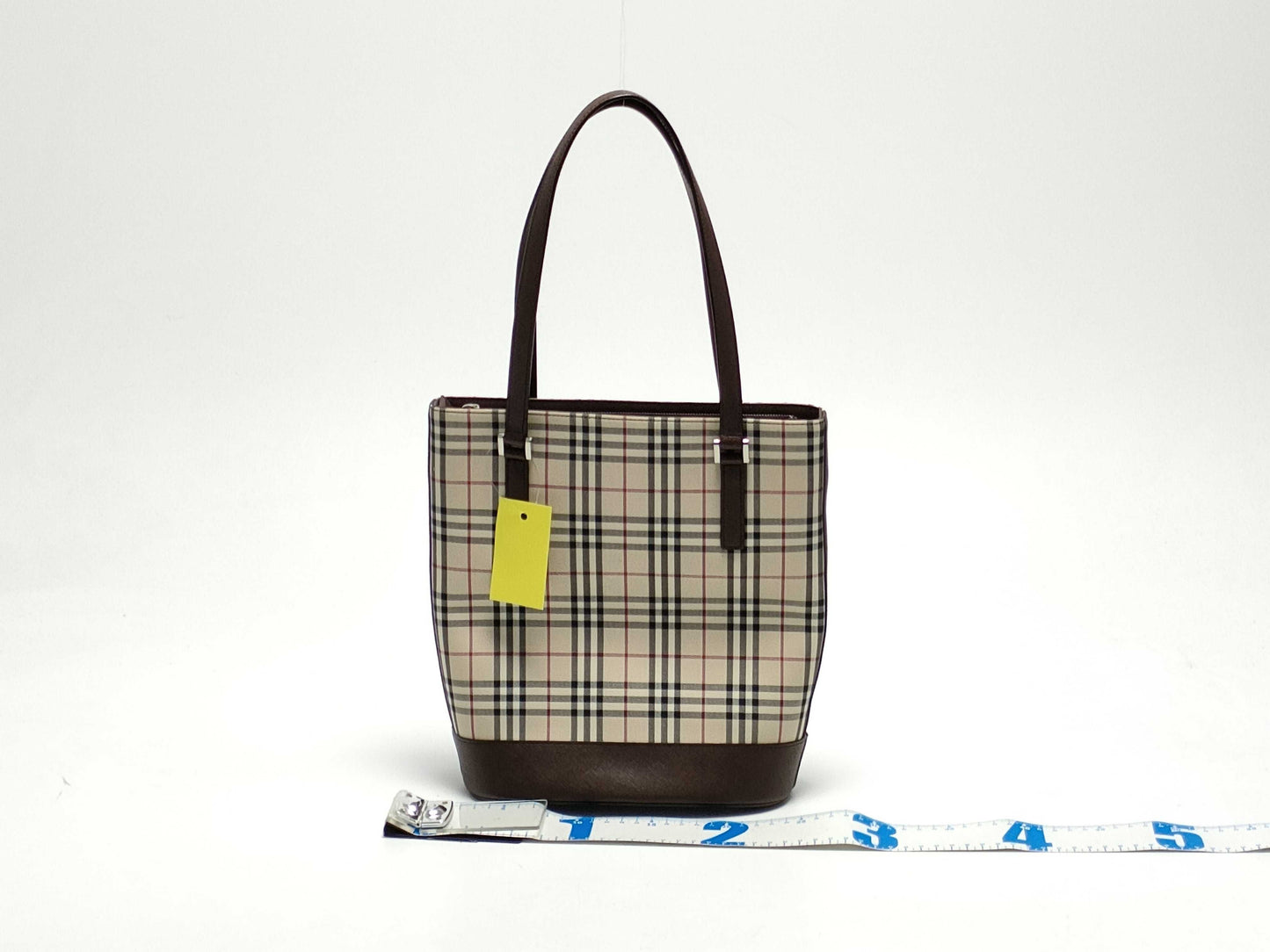 BURBERRY Nova Check x Leather Handbag Tote Bag Tote Bag