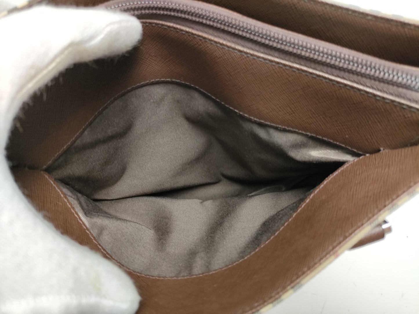 BURBERRY Nova Check x Leather Handbag Tote Bag Tote Bag
