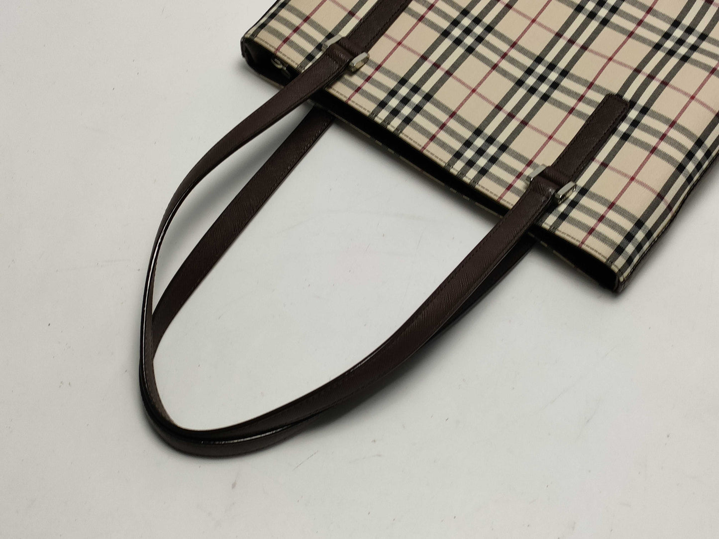 BURBERRY Nova Check x Leather Handbag Tote Bag Tote Bag