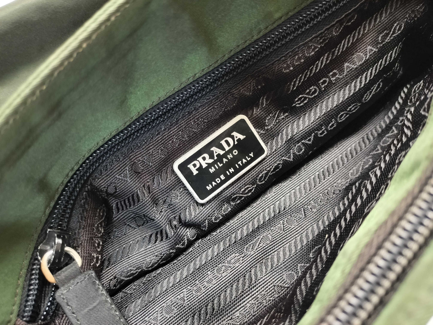 PRADA Nylon Khaki Tote Bag/Shoulder Bag