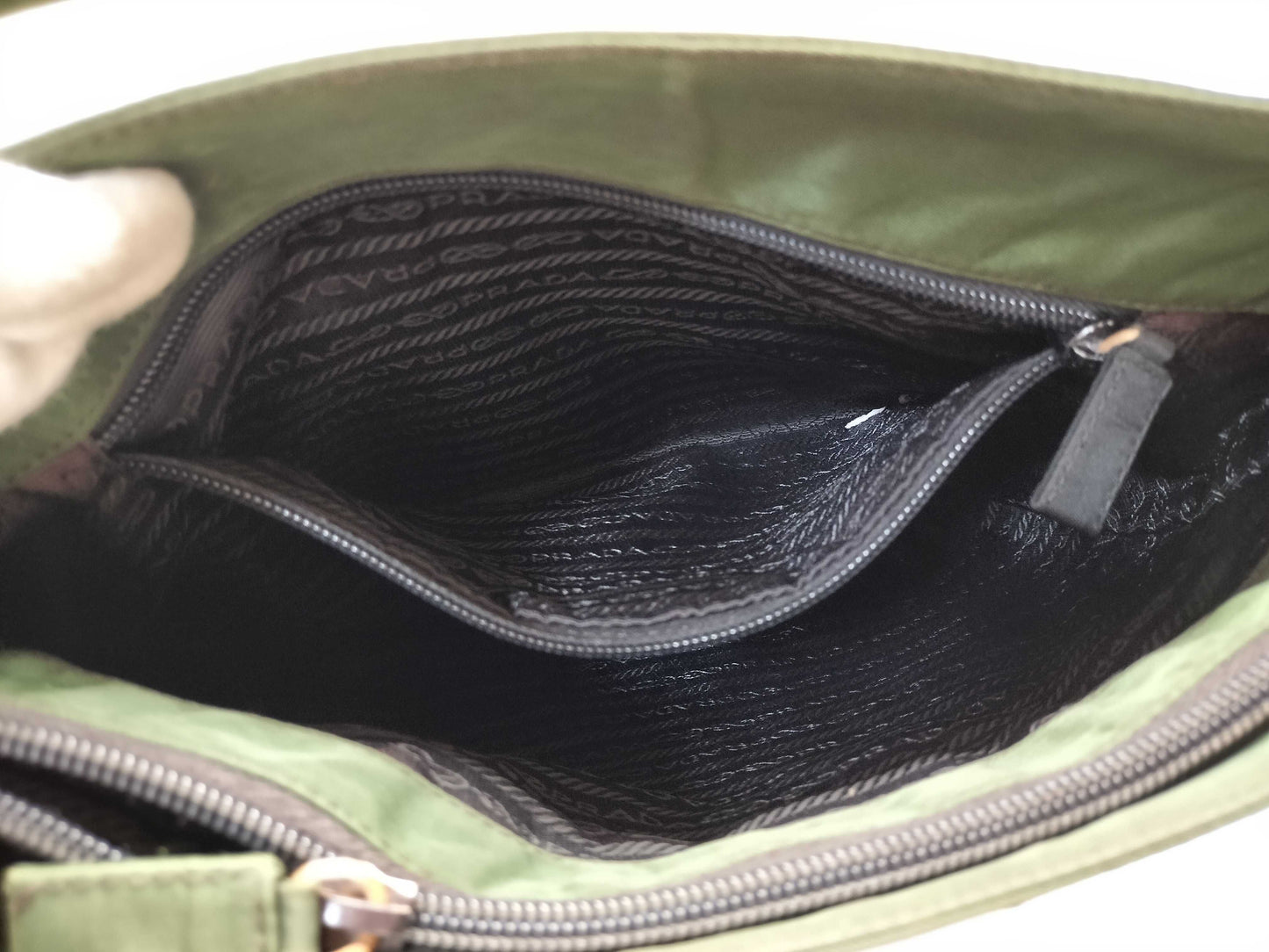 PRADA Nylon Khaki Tote Bag/Shoulder Bag