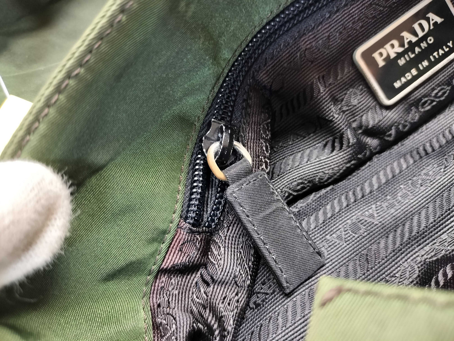 PRADA Nylon Khaki Tote Bag/Shoulder Bag