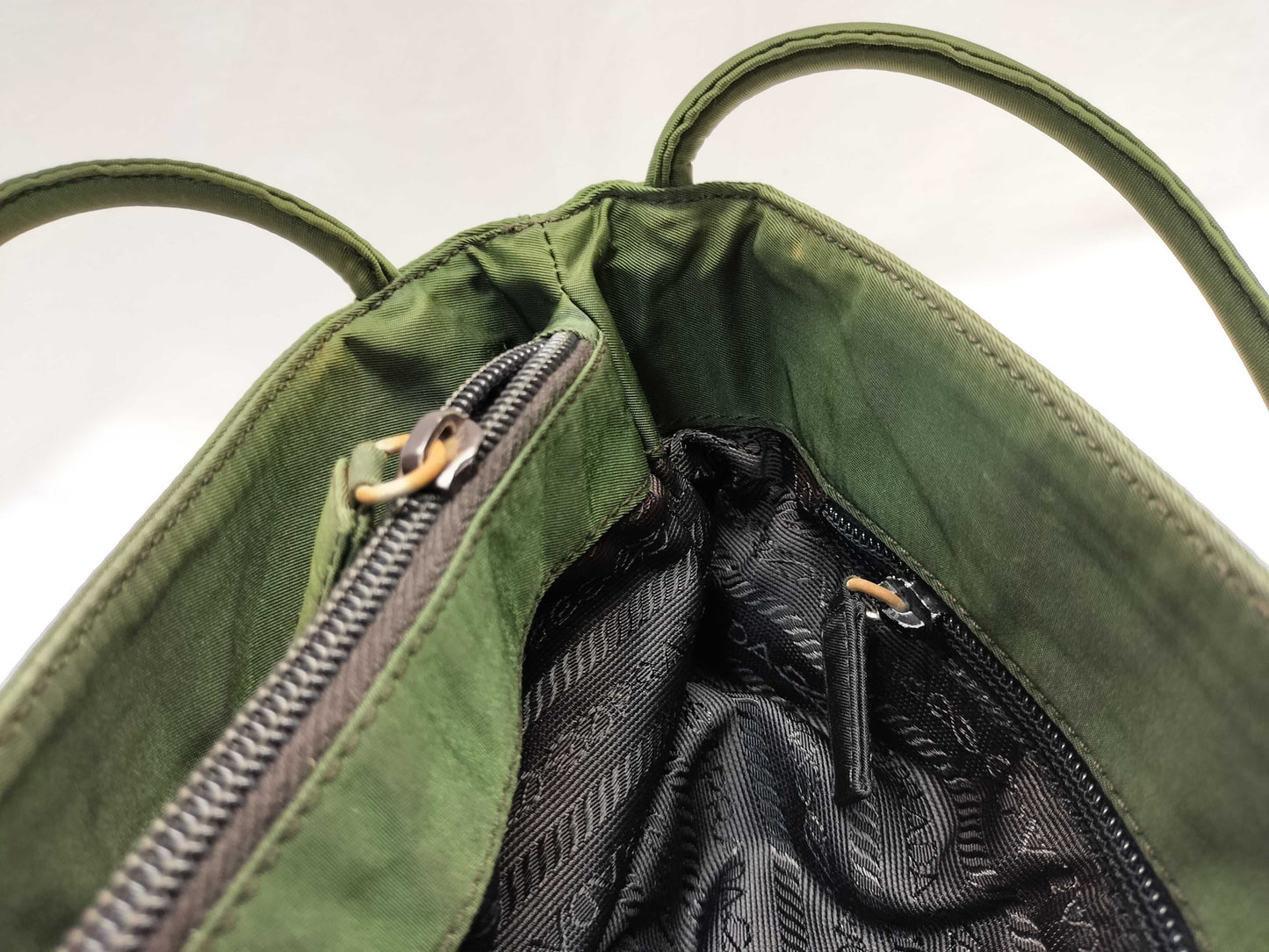 PRADA Nylon Khaki Tote Bag/Shoulder Bag