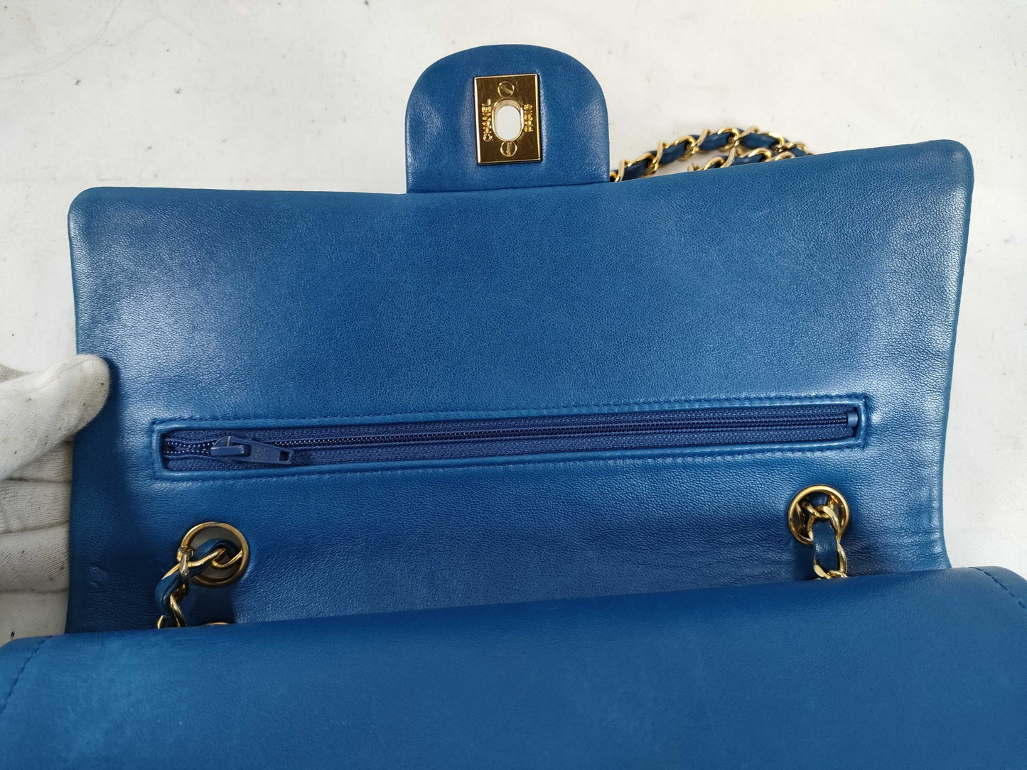 CHANEL Lambskin Double Flap Matelasse Shoulder Bag