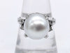 Pearl, diameter approximately 11.2mm, diamond, Pt900, 8.3g, ring