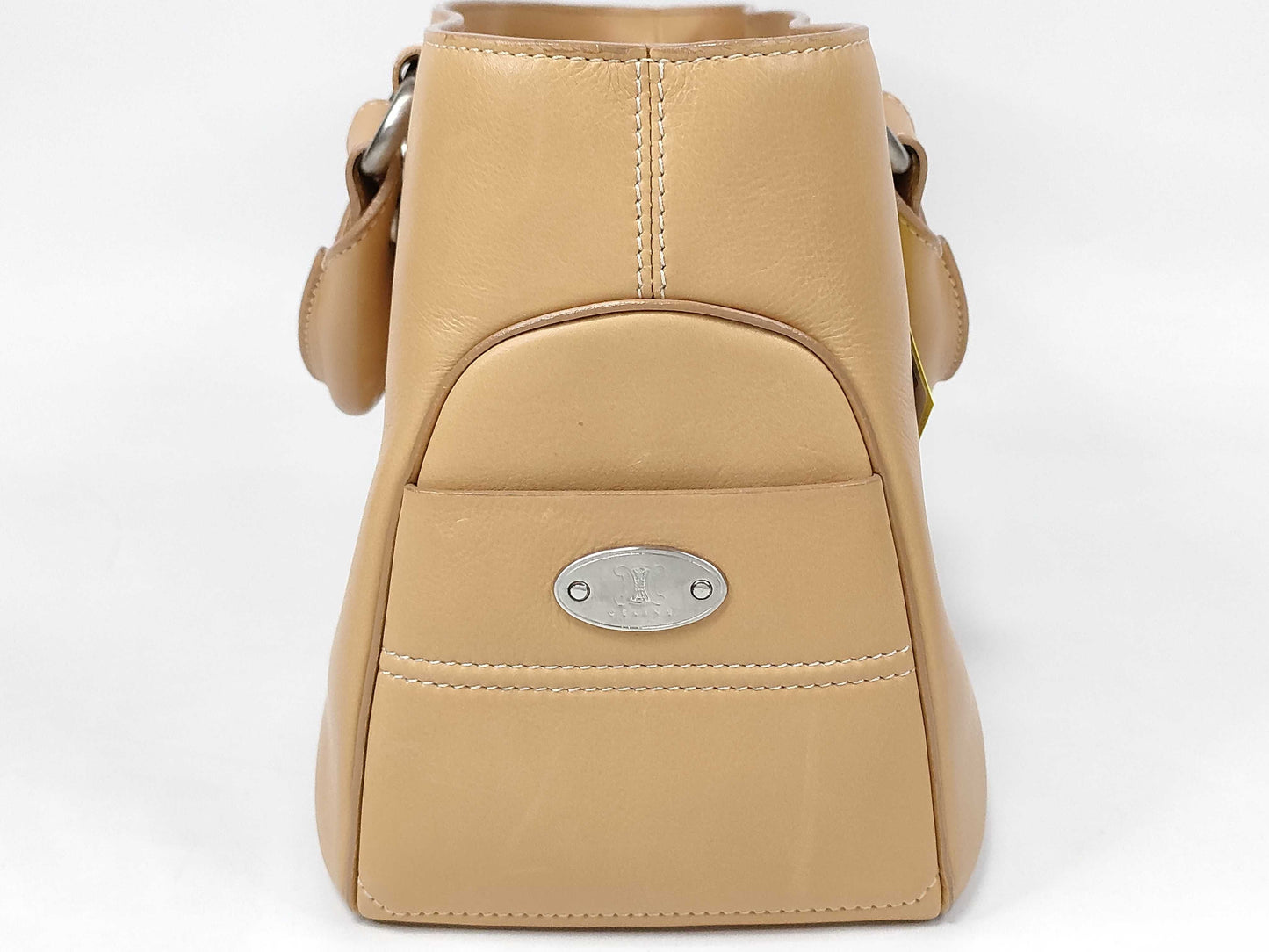 CELINE Leather Hand Beige Handbag