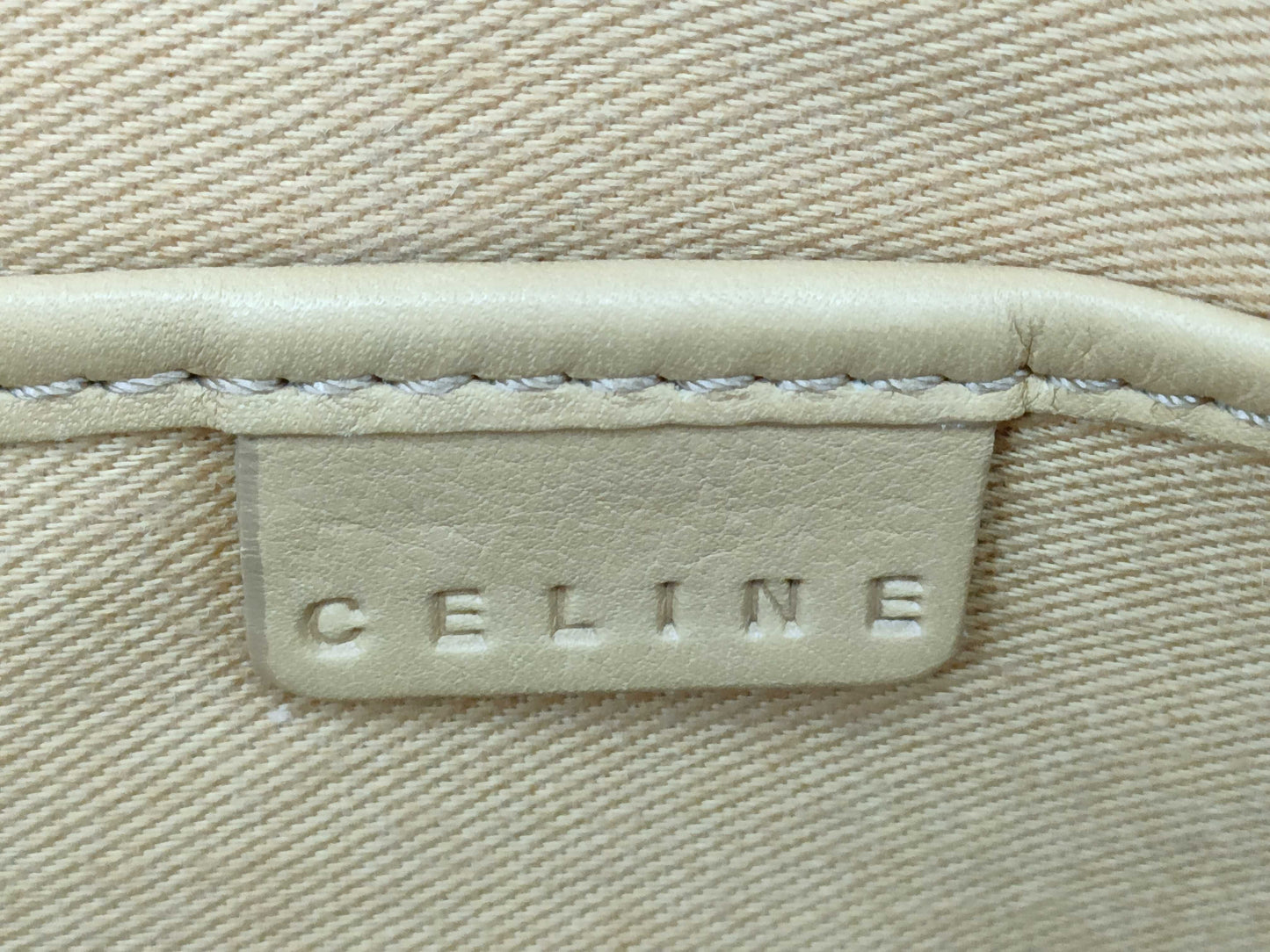 CELINE Leather Hand Beige Handbag