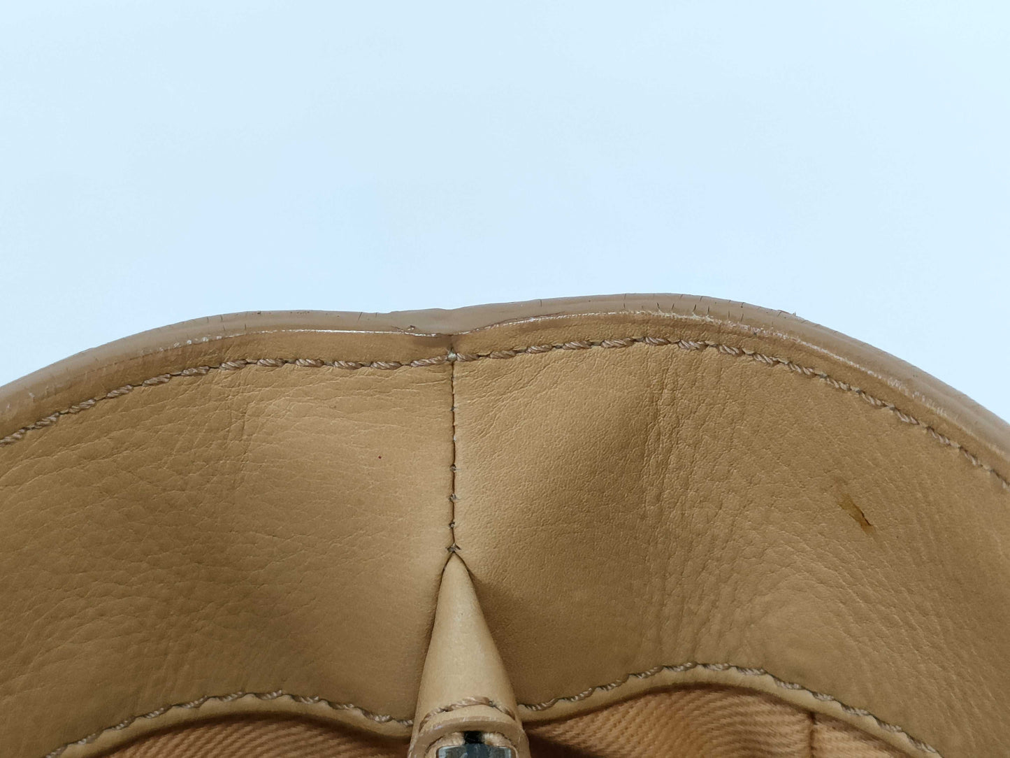 CELINE Leather Hand Beige Handbag