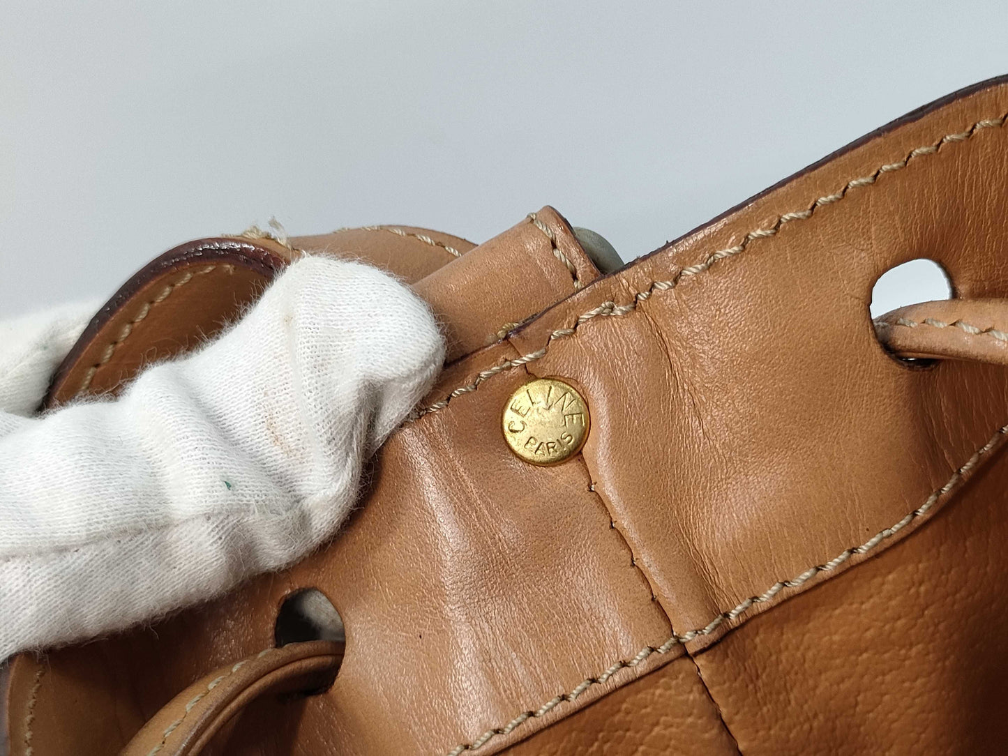 CELINE Drawstring Shoulder Bag with Pouch