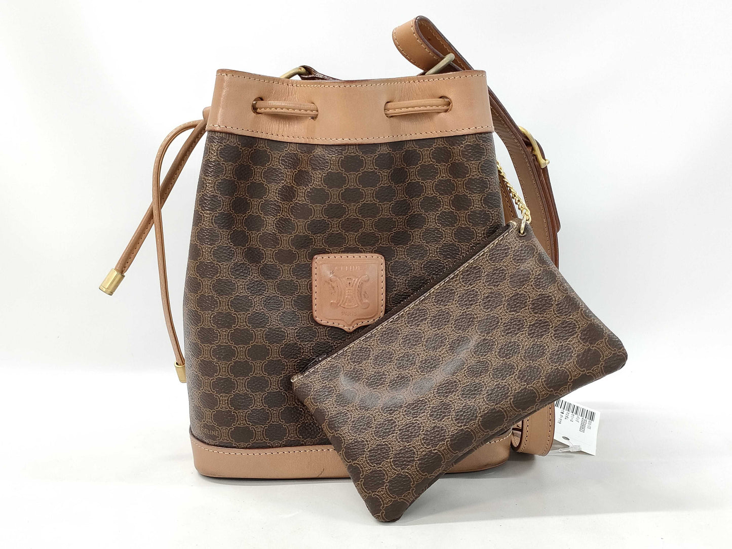 CELINE Drawstring Shoulder Bag with Pouch