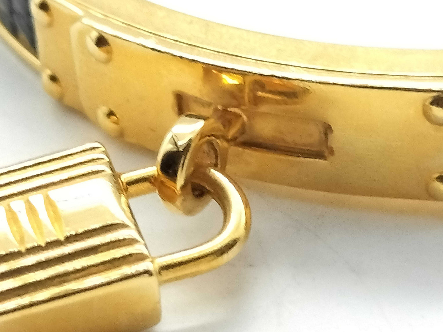 HERMES Kelly Cadena Gold/Red Bangle Bracelet Bracelets & Bangles