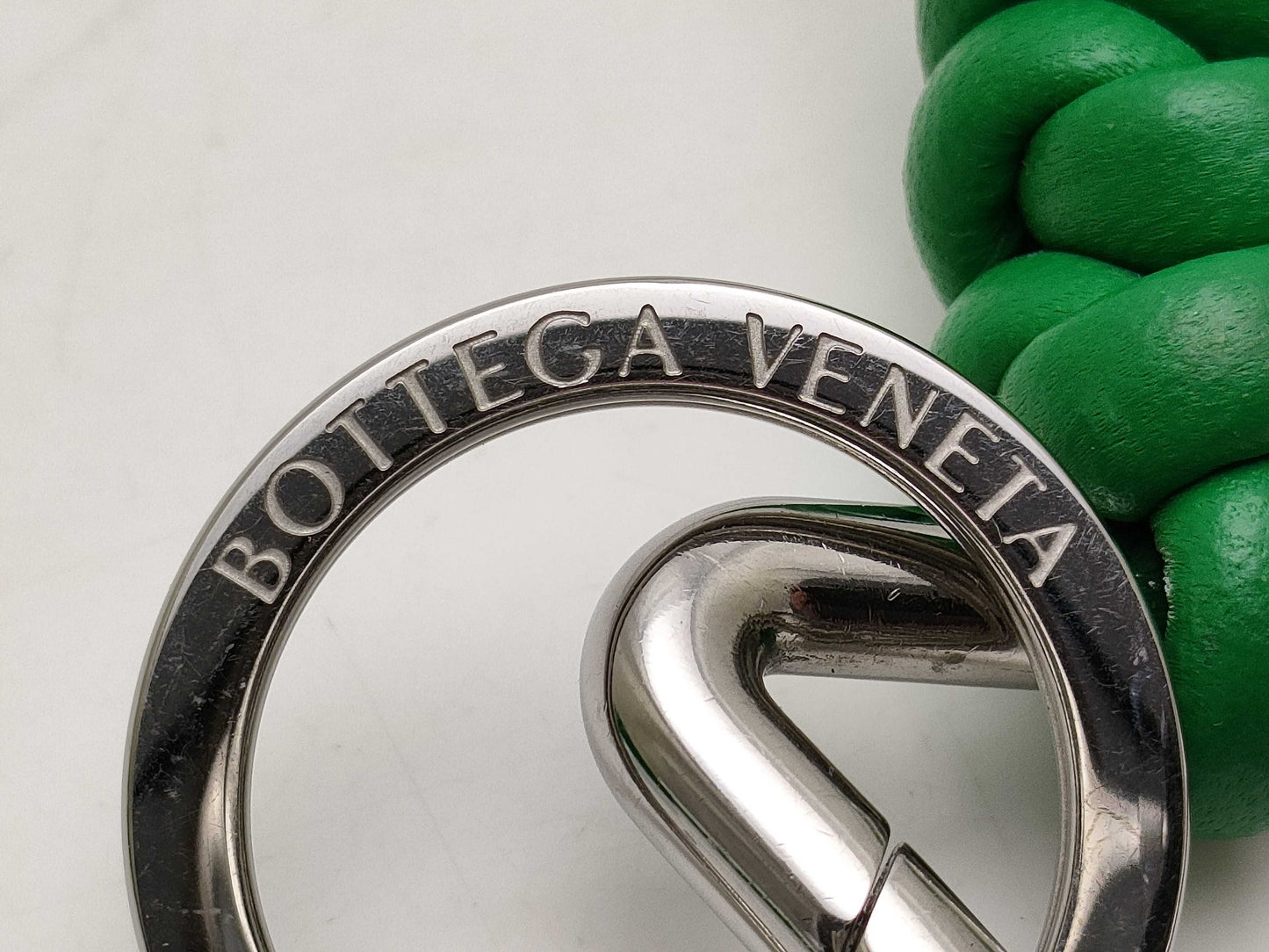 BOTTEGA VENETA Intrecciato/Triangle/Key Ring/Green/Box Key Case/Key Holder