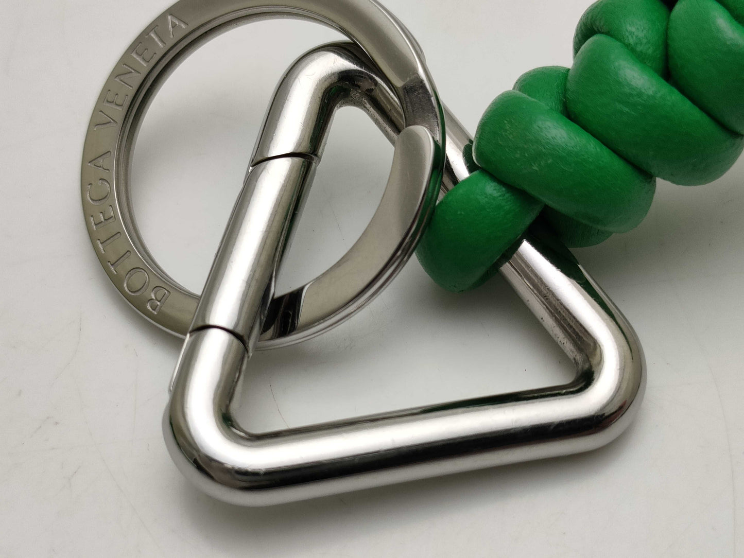 BOTTEGA VENETA Intrecciato/Triangle/Key Ring/Green/Box Key Case/Key Holder