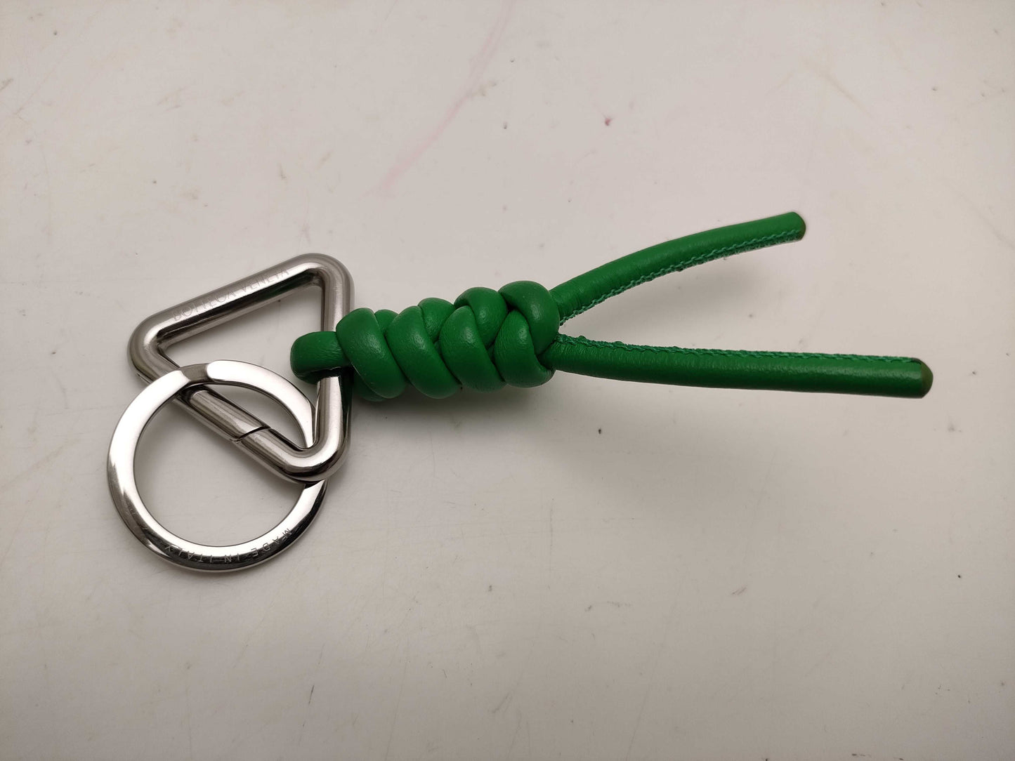 BOTTEGA VENETA Intrecciato/Triangle/Key Ring/Green/Box Key Case/Key Holder