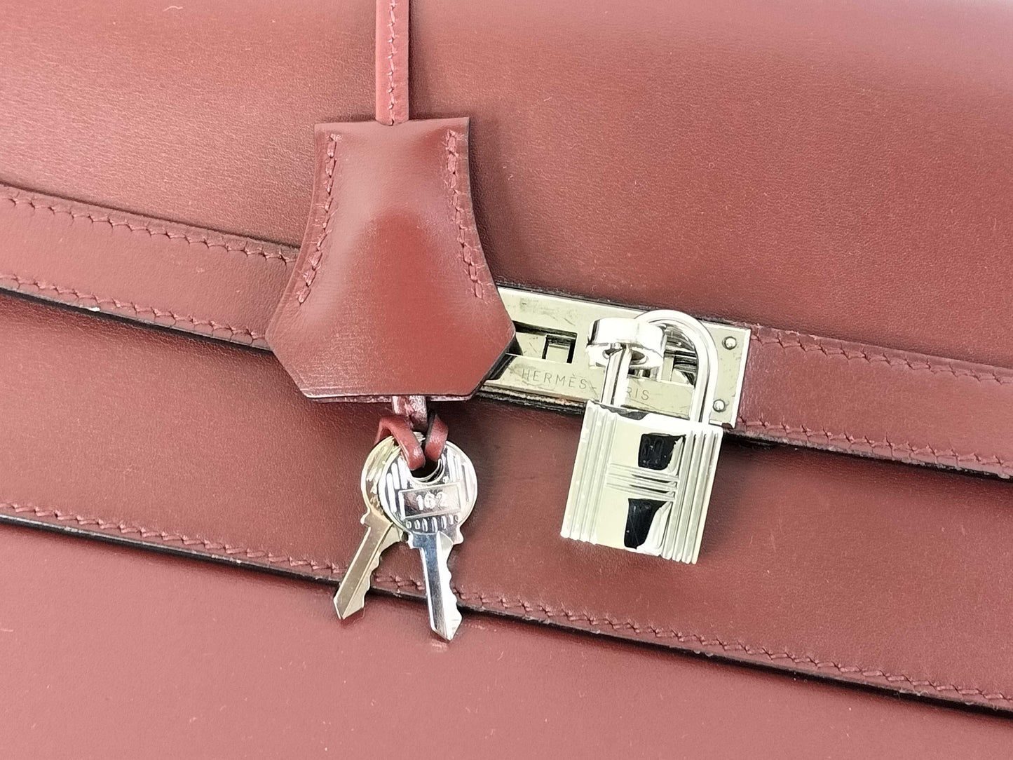 HERMES Kelly Depeche 38 Box Calf Handbag