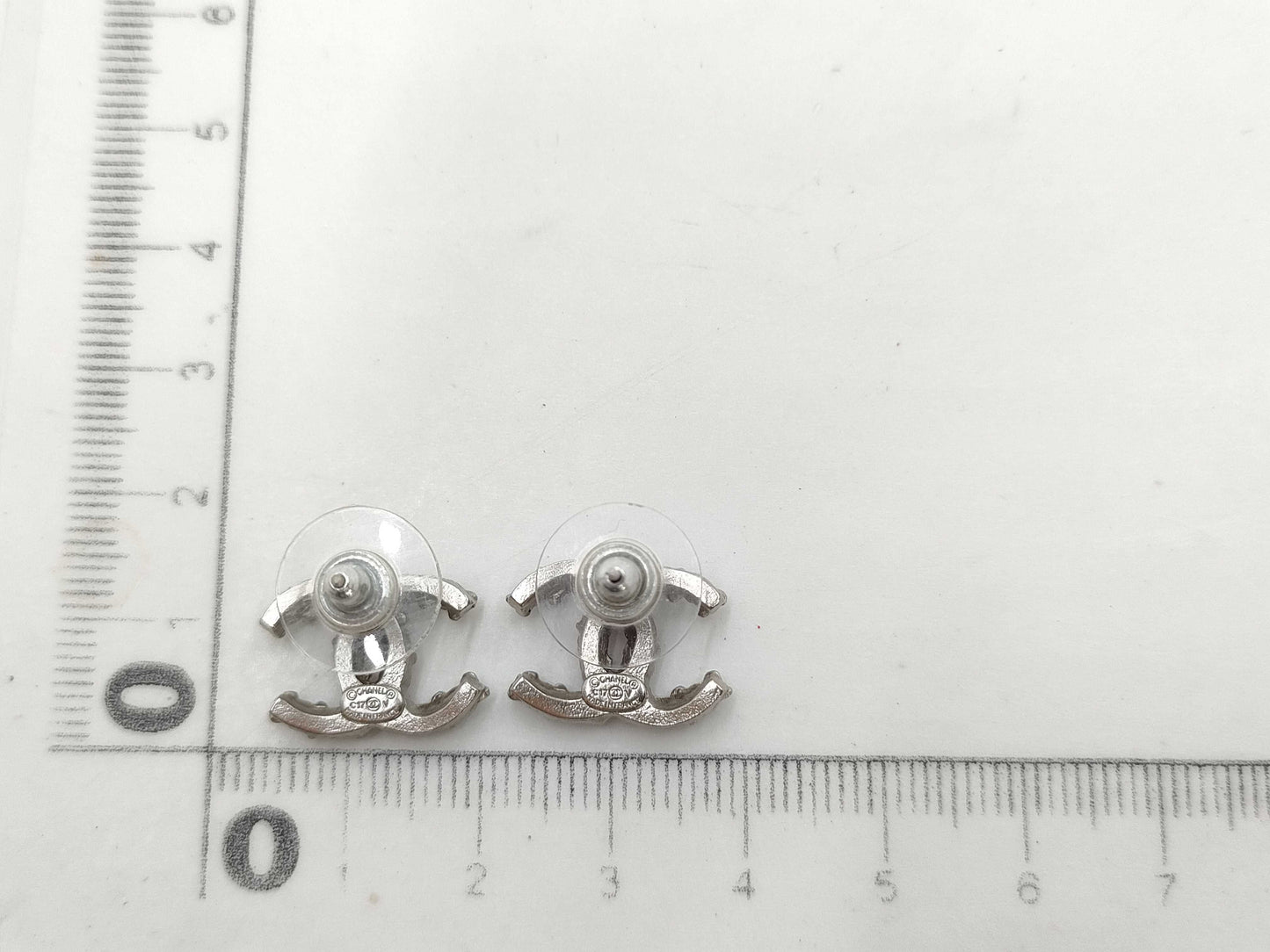 CHANEL Coco Mark Rhinestone C17 V Earrings