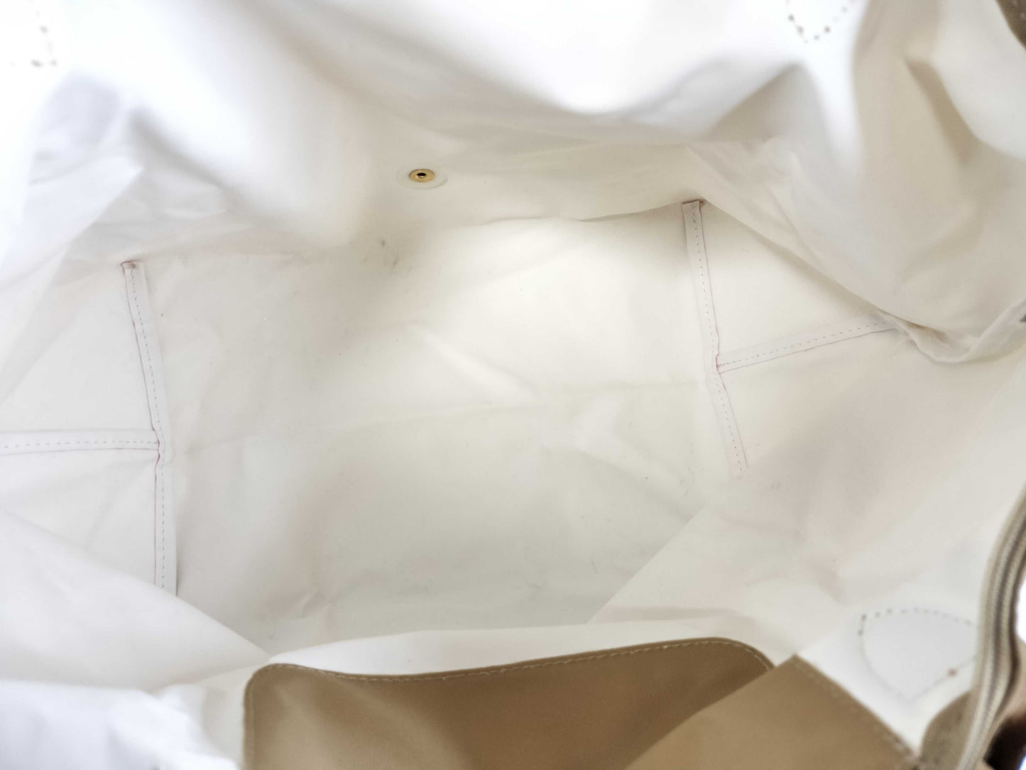 LONG CHAMP Le Pliage Beige Nylon and Leather Tote Bag