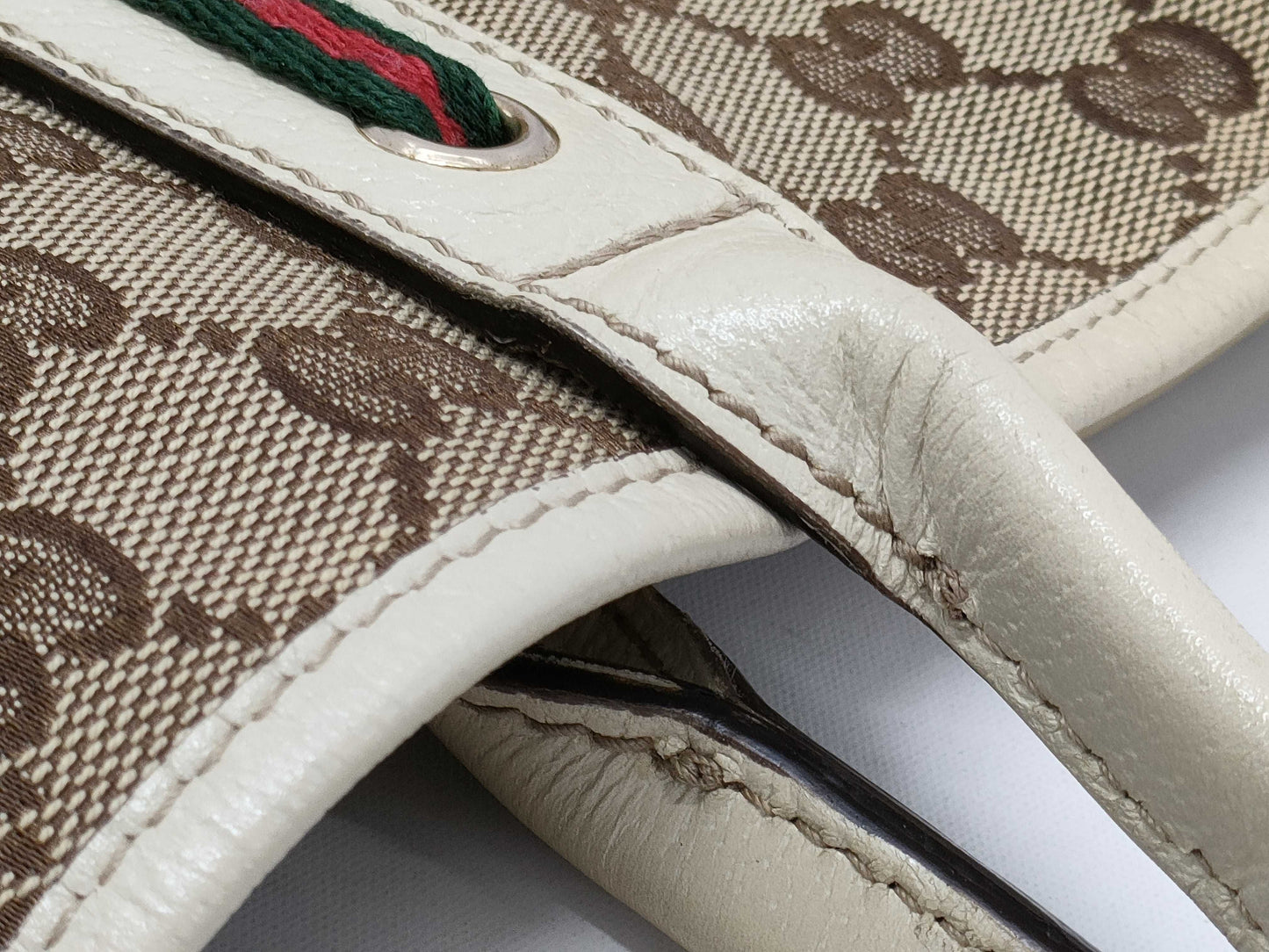 GUCCI 163805 GG Canvas Princess White Tote Bag