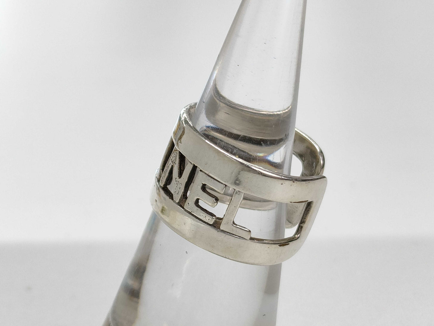 CHANEL Silver Logo Ring