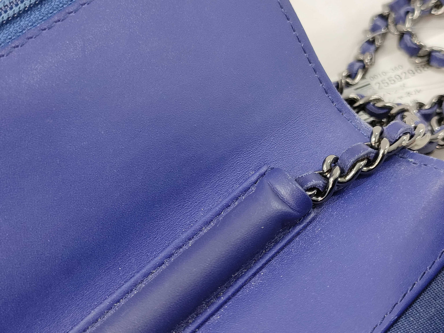 CHANEL Patent Chain Wallet Blue Shoulder Bag