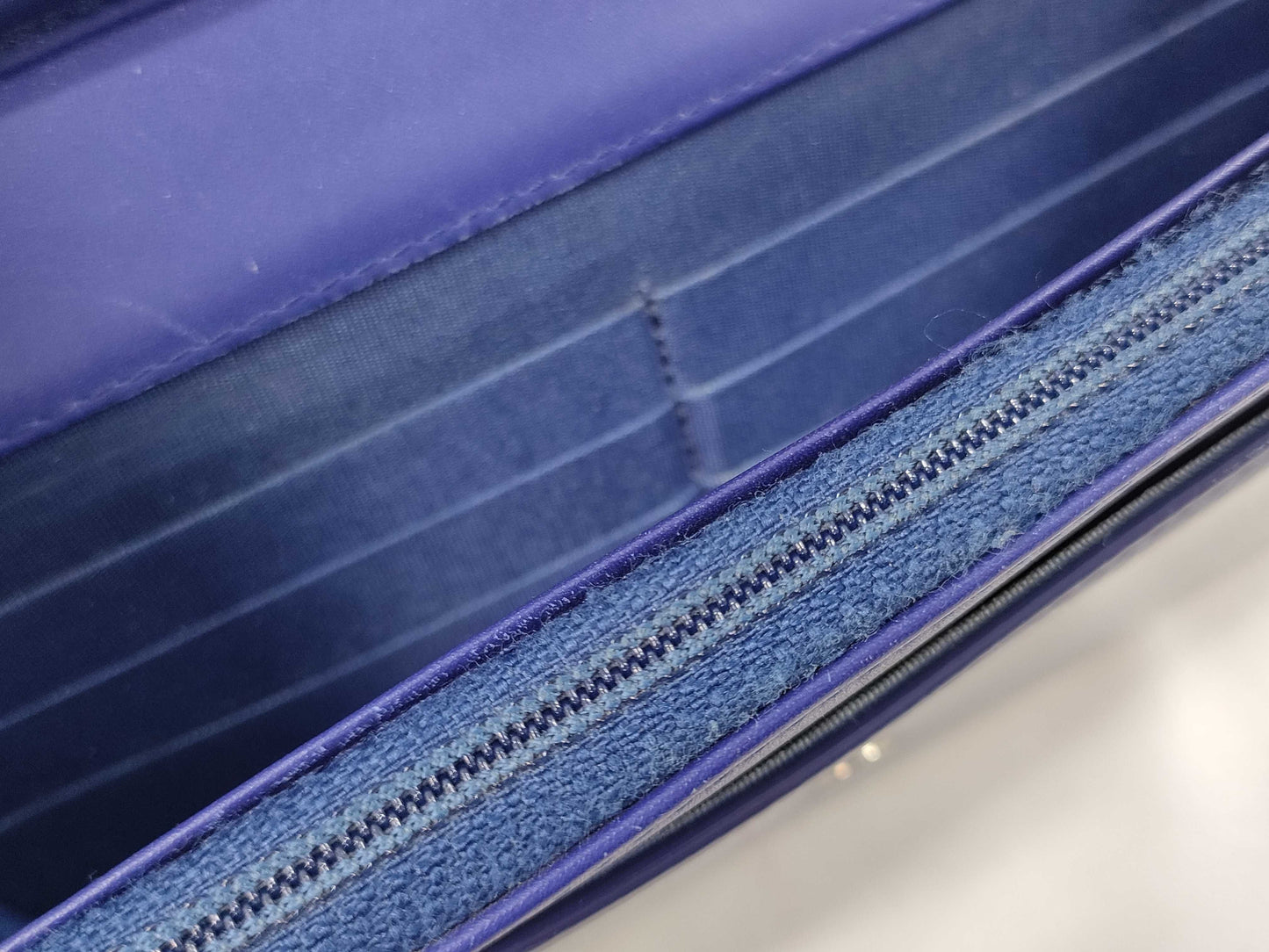 CHANEL Patent Chain Wallet Blue Shoulder Bag