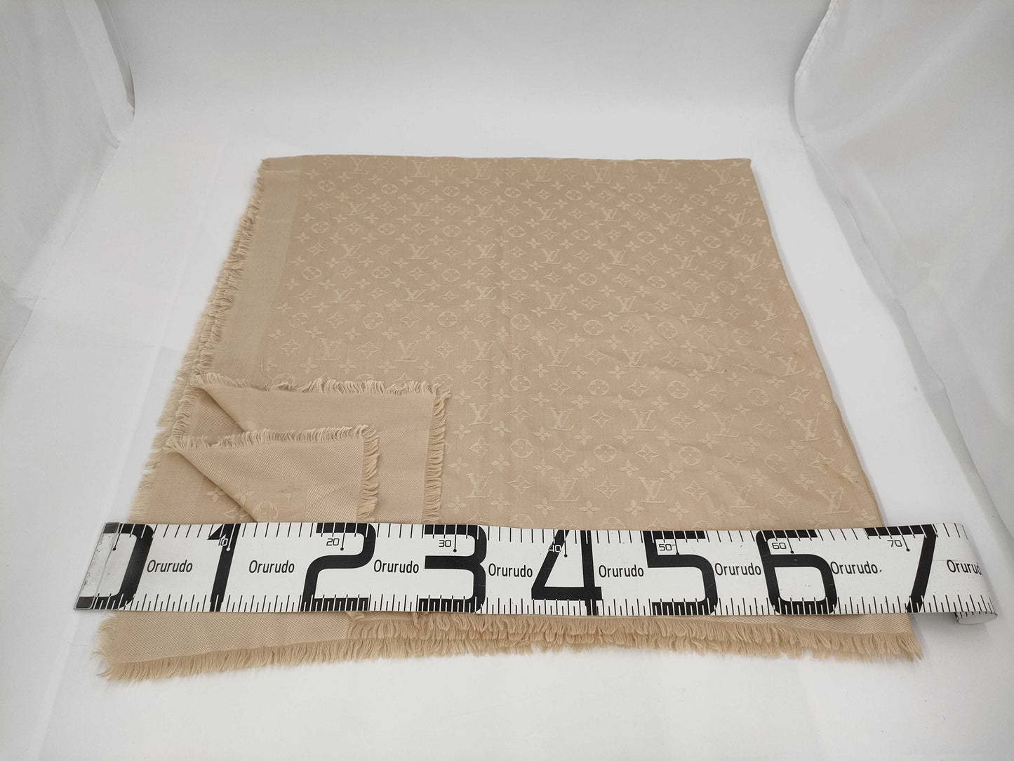 LOUIS VUITTON Monogram Large Shawl Gold Scarf