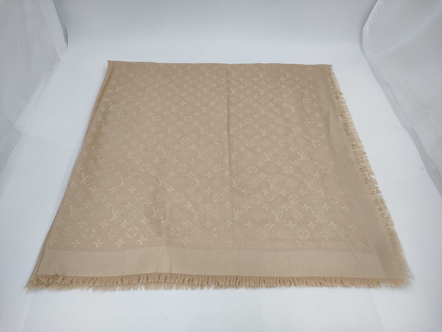 LOUIS VUITTON Monogram Large Shawl Gold Scarf