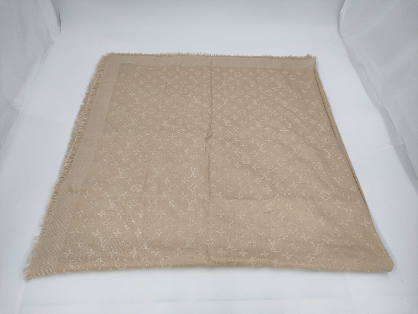LOUIS VUITTON Monogram Large Shawl Gold Scarf