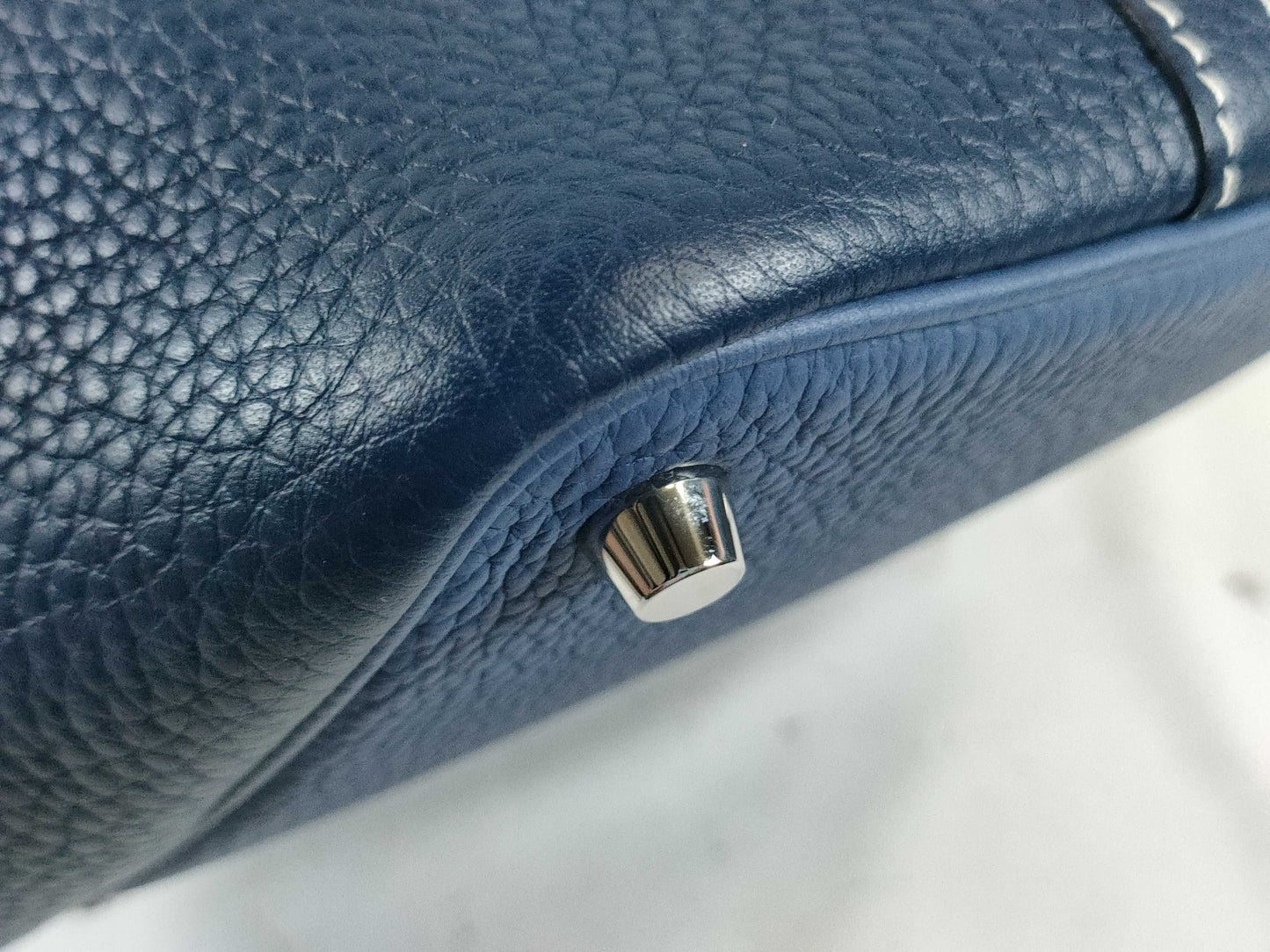 HERMES Picotin Cazac Blue Saphir Blue Brighton Z Stamped Taurillon Handbag