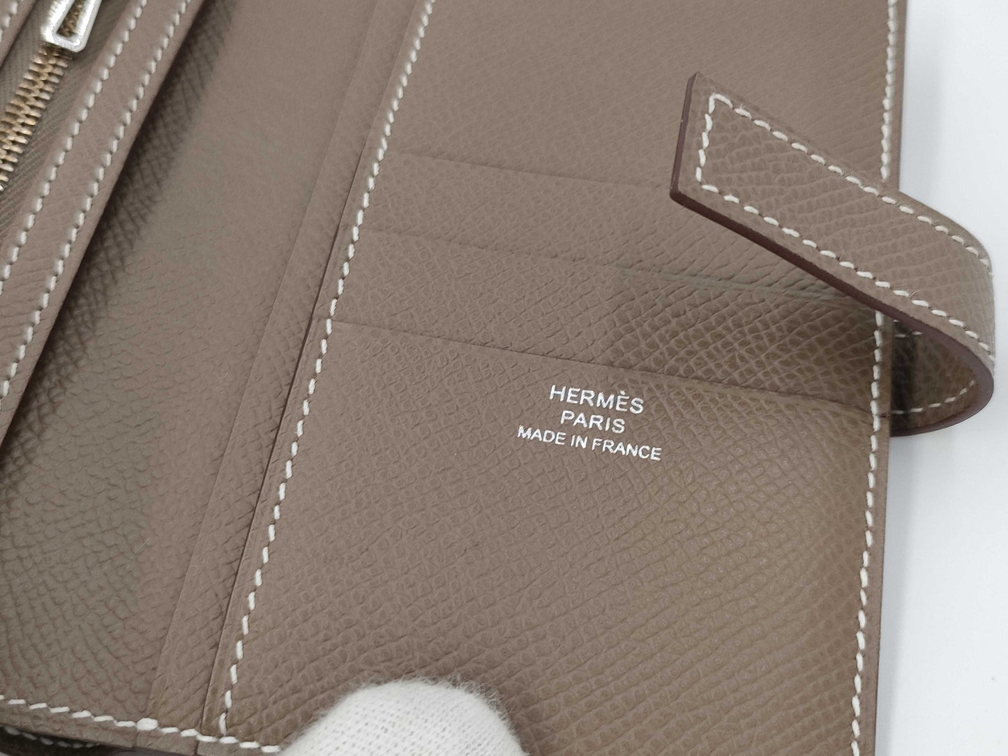 HERMES New Passant W Stamp Etoupe Epson Wallet